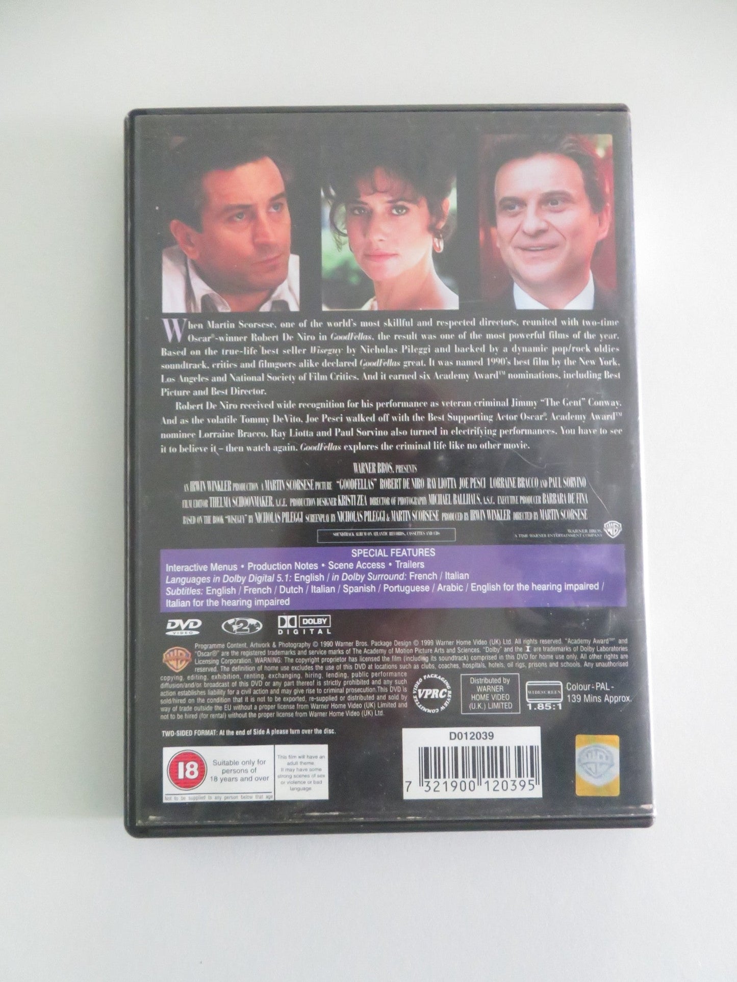 GOODFELLAS (DVD) ROBERT DE NIRO RAY LIOTTA 1990 REGION 2 Movie posters