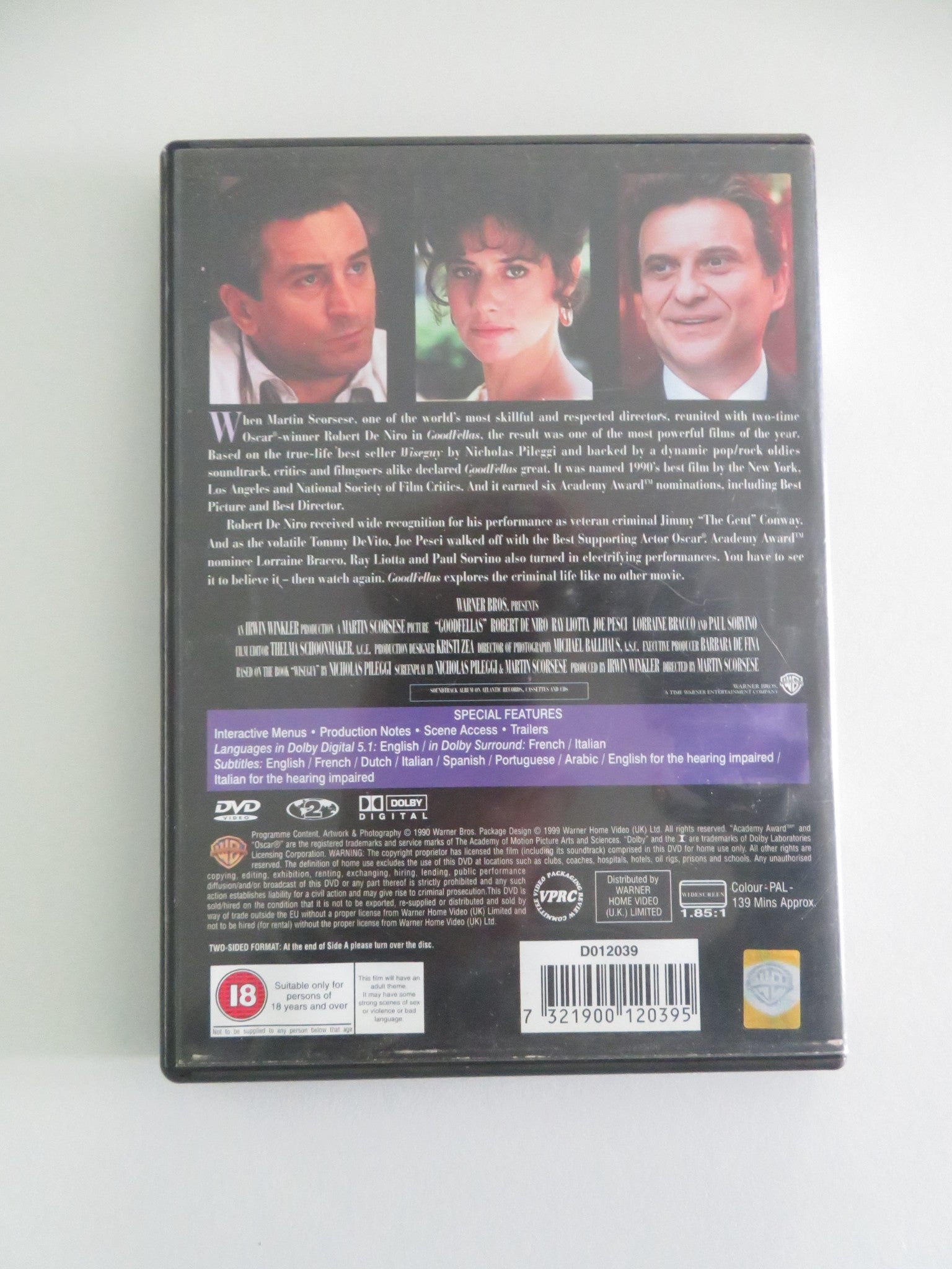 GOODFELLAS (DVD) ROBERT DE NIRO RAY LIOTTA 1990 REGION 2 Movie posters