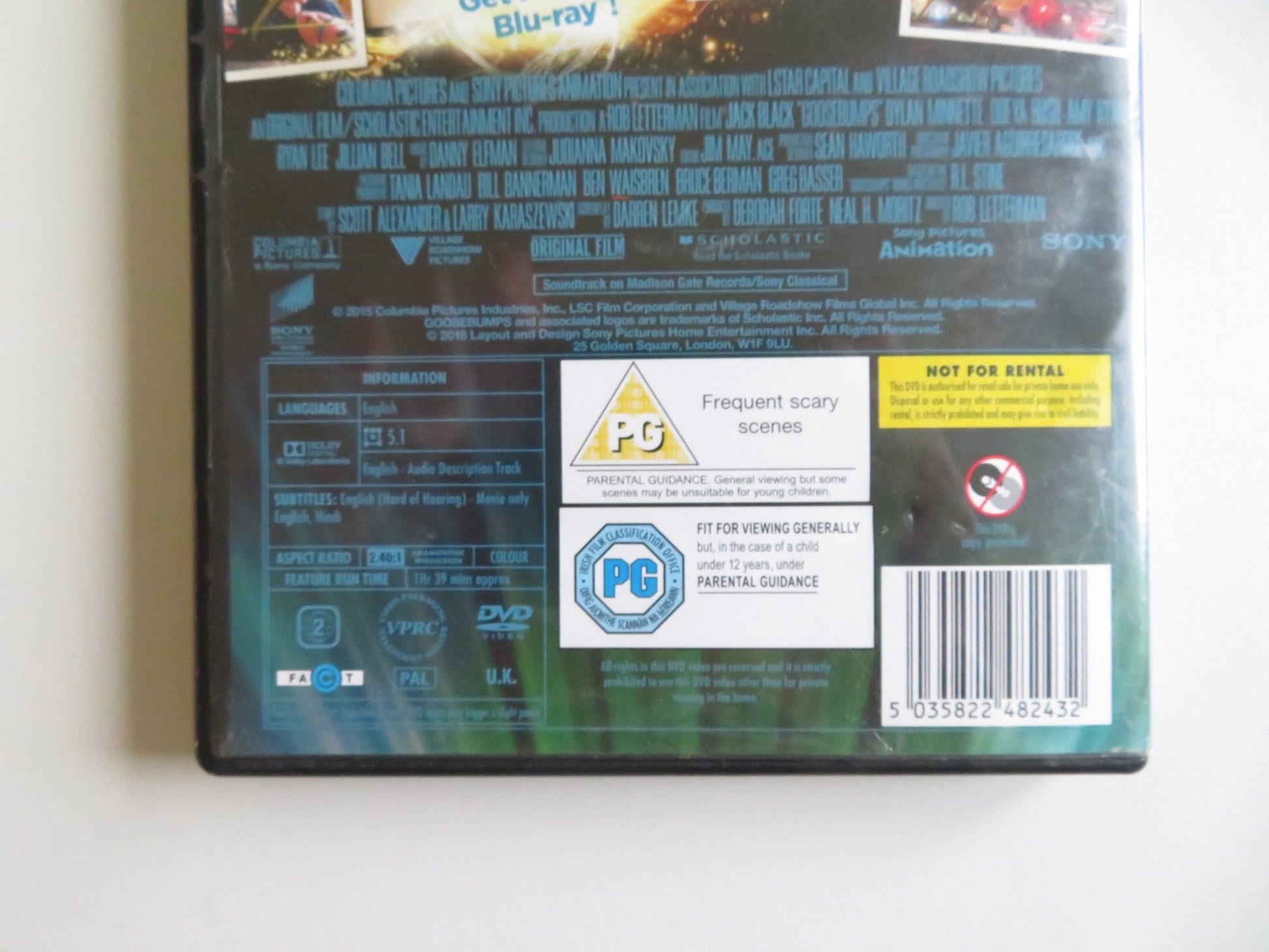 GOOSEBUMPS (DVD) JACK BLACK DYLAN MINNETTE 2015 REGION 2 Movie posters