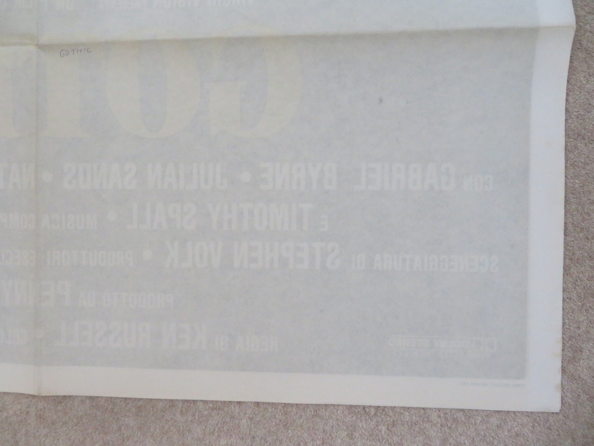 GOTHIC ITALIAN 2 FOGLIO POSTER GABRIEL BYRNE JULIAN SANDS 1986 Rendezvous Cinema Movie posters