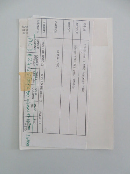 GOTHIC MOVIE STILL PHOTO GABRIEL BYRNE JULIAN SANDS 1986 Movie posters