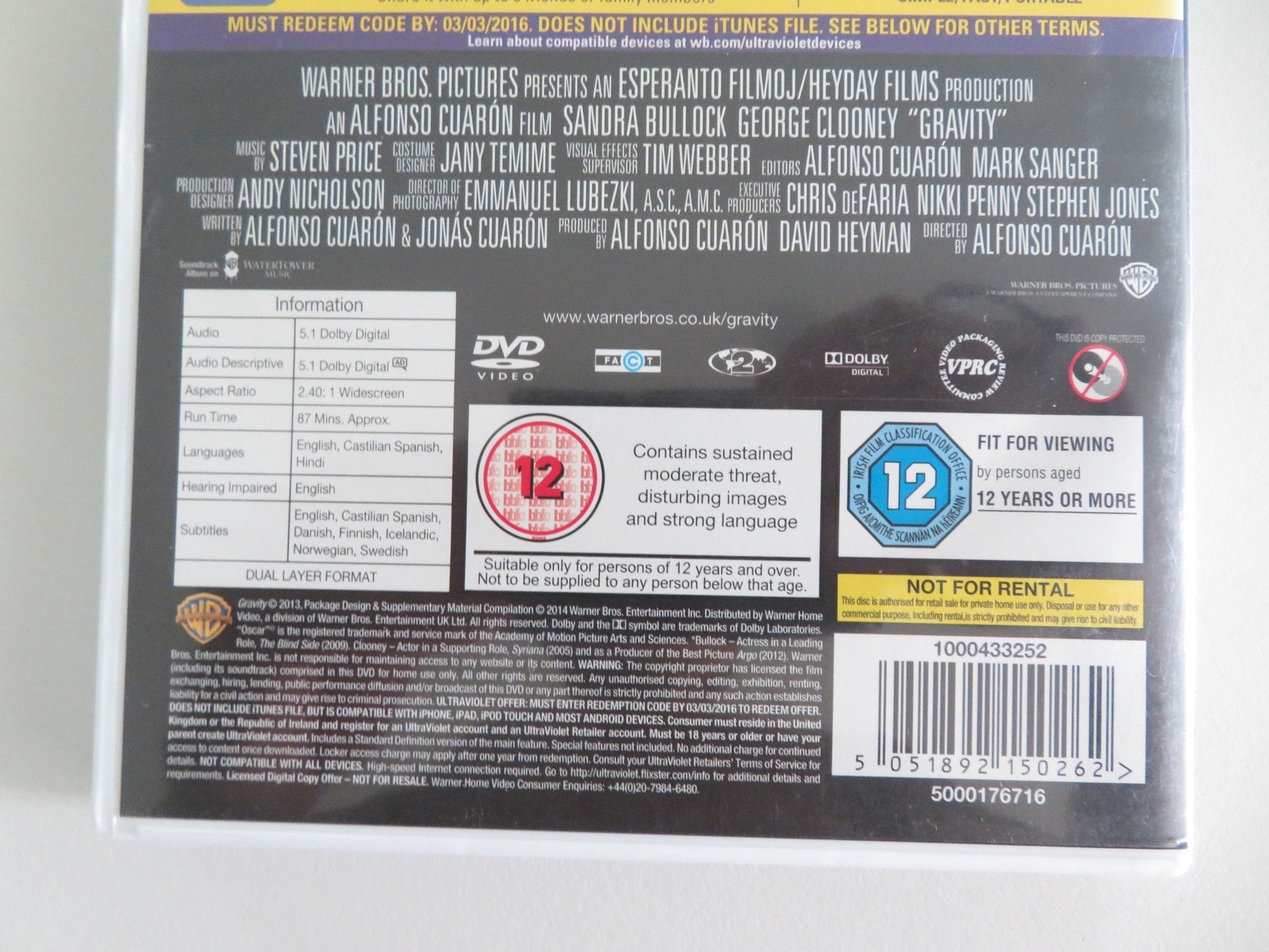 GRAVITY (DVD) SANDRA BULLOCK GEORGE CLOONEY 2013 REGION 2 Movie posters