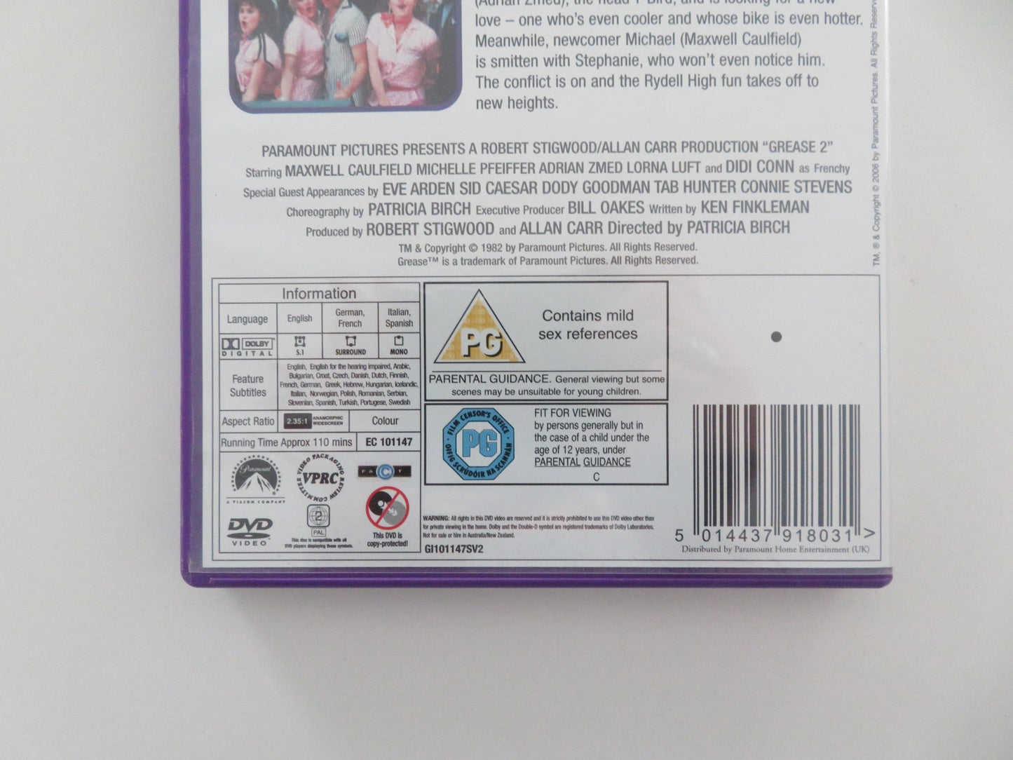 GREASE 2 (DVD) MAXWELL CAULFIELD MICHELLE PFEIFFER 1982 REGION 2 Movie posters