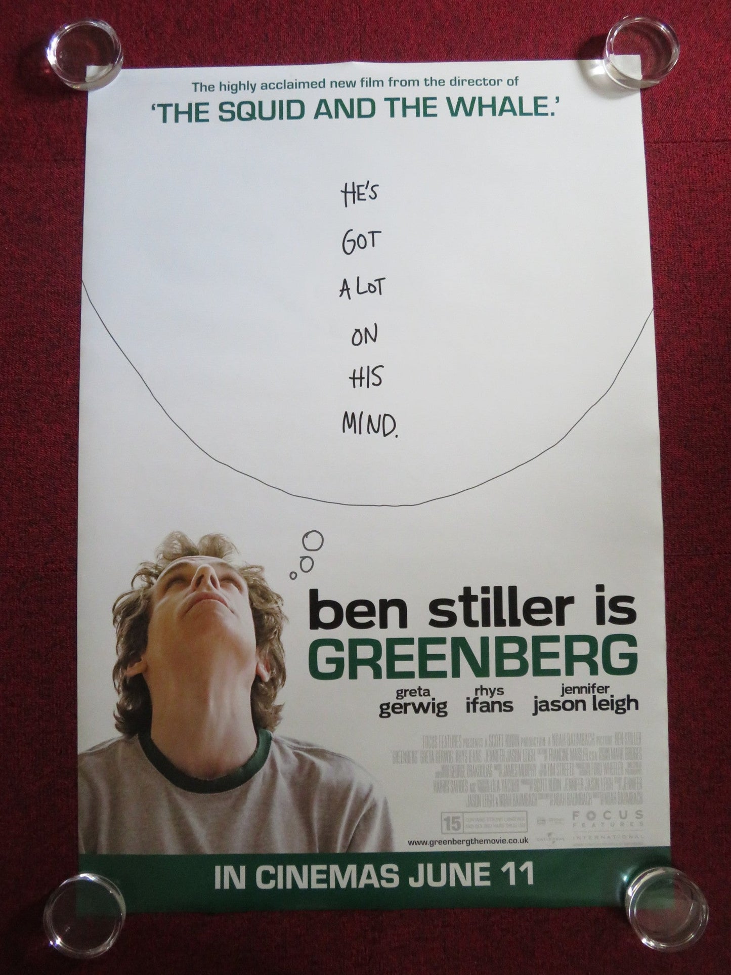 GREENBERG US ONE SHEET ROLLED POSTER BEN STILLER RHYS IFANS 2010 Rendezvous Cinema Movie posters