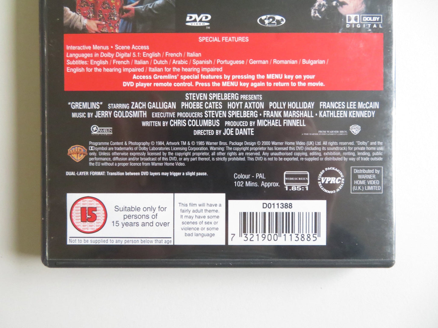 GREMLINS (DVD) ZACH GALLIGAN PHOEBE CATES COREY FELDMAN 1984 REGION 2 Movie posters