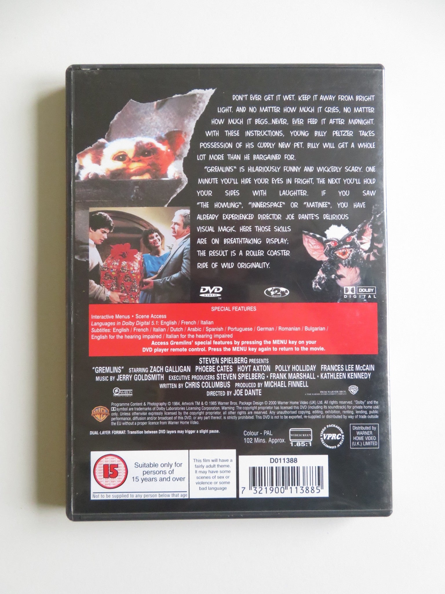 GREMLINS (DVD) ZACH GALLIGAN PHOEBE CATES COREY FELDMAN 1984 REGION 2 Movie posters