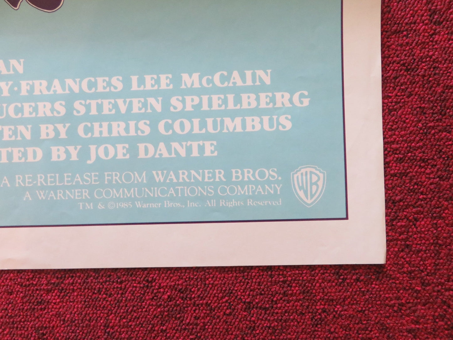 GREMLINS FOLDED US ONE SHEET POSTER ZACH GALLIGAN PHOEBE CATES C. FELDMAN R1985 Rendezvous Cinema Movie posters