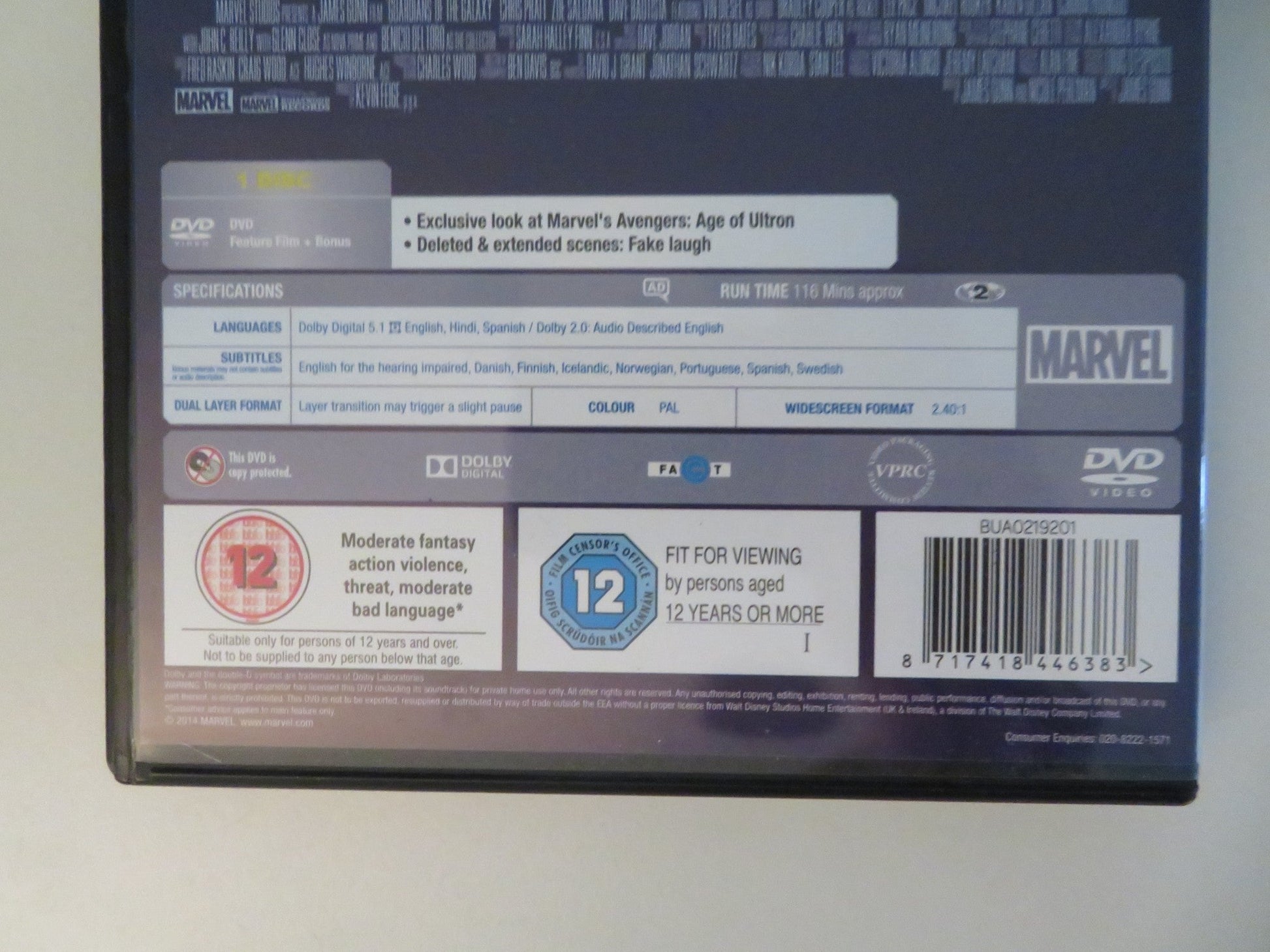 GUARDIANS OF THE GALAXY VOL. 1 & 2 OBVIOUSLY (DVD BOXSET) C. PRATT 2014 REGION 2 Movie posters