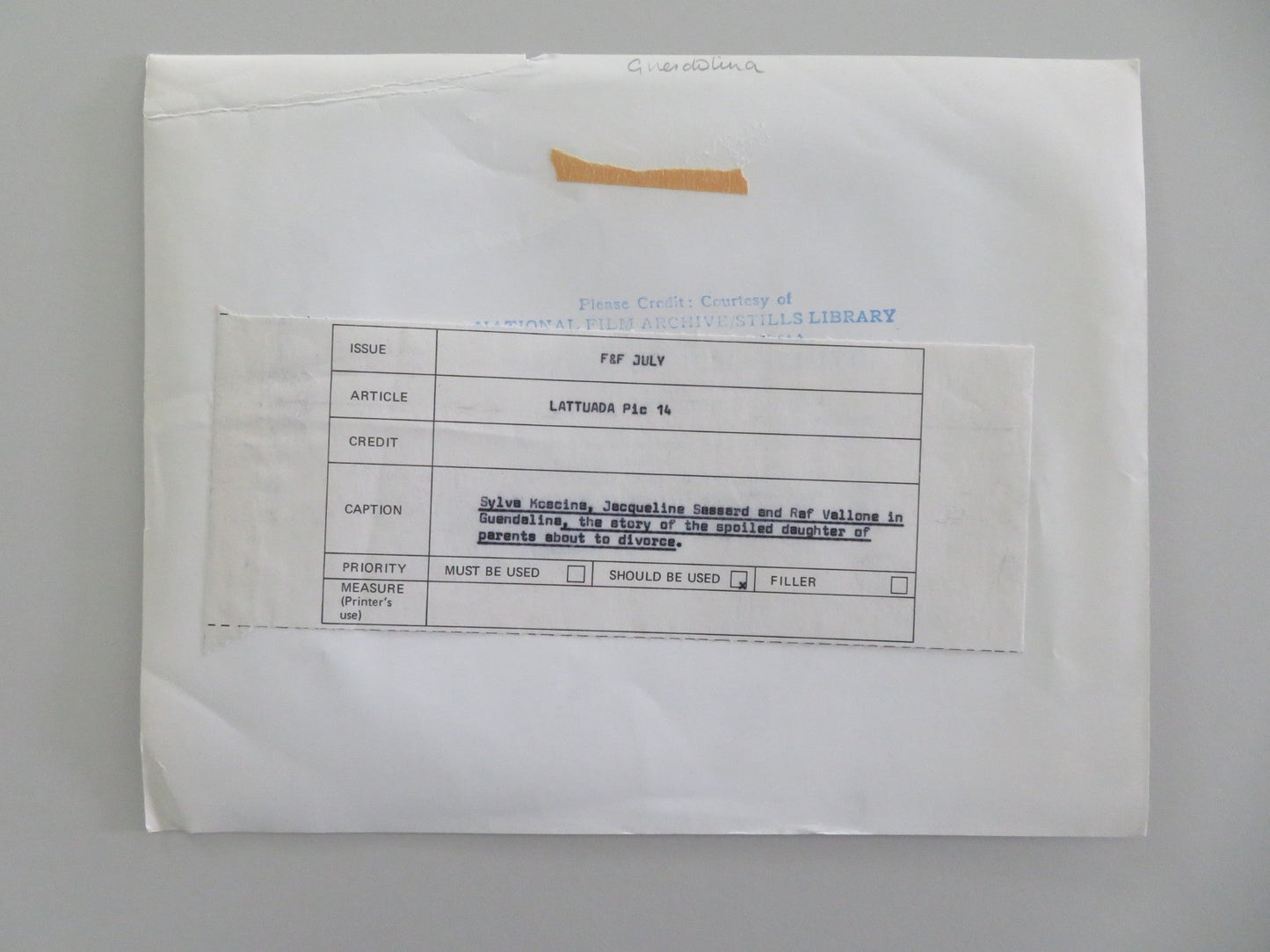 GUENDALINA - B MOVIE STILL PHOTO JACQUELINE SASSARD RAF VALLONE 1957 Movie posters