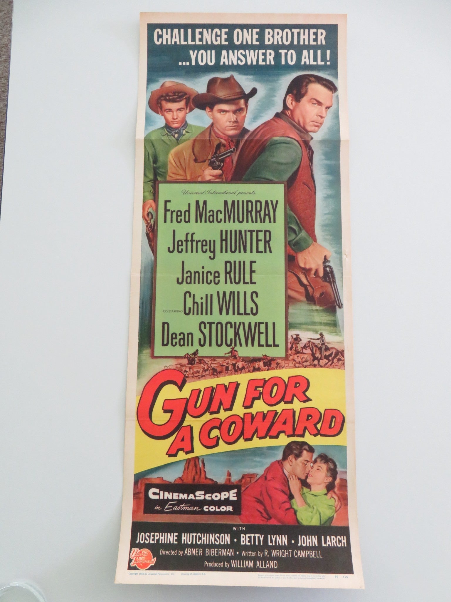 Gun For A Coward US Insert Poster Fred MacMurray Jeffrey Hunter 1956 Movie posters