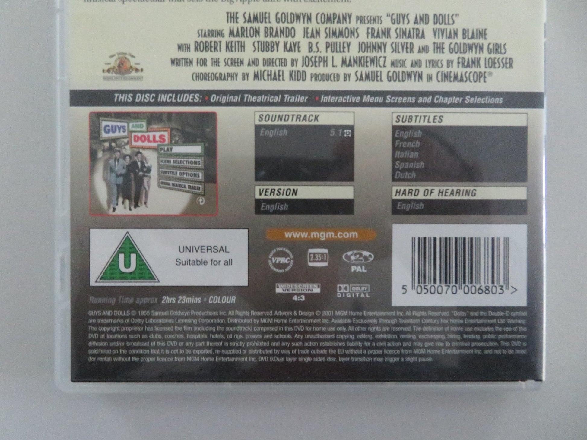 GUYS AND DOLLS - B (DVD) MARLON BRANDO FRANK SINATRA 1955 REGION 2 Movie posters