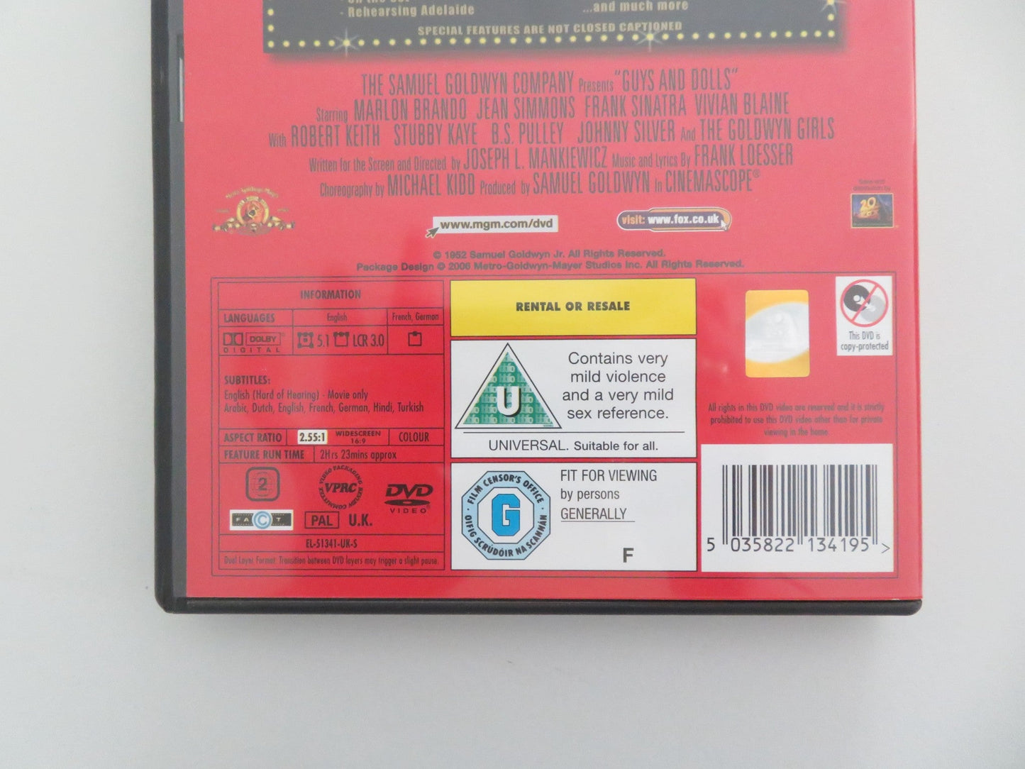 GUYS AND DOLLS - SPECIAL COLLECTOR'S EDITION (DVD) BRANDO SINATRA 1955 REGION 2 Movie posters