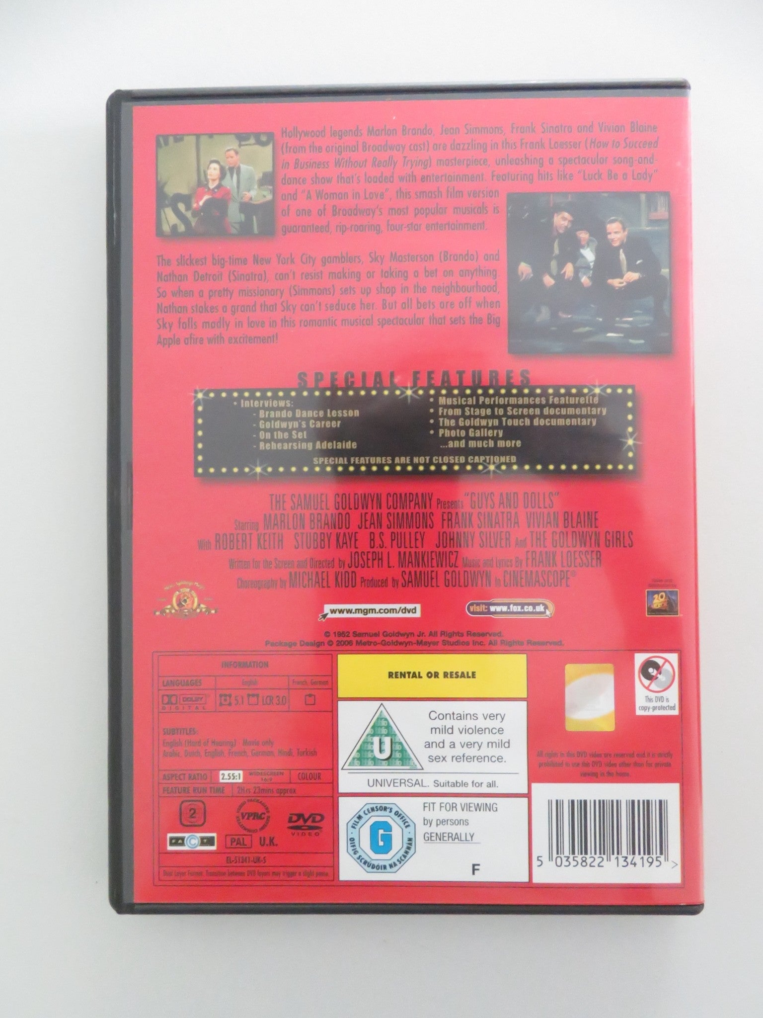 GUYS AND DOLLS - SPECIAL COLLECTOR'S EDITION (DVD) BRANDO SINATRA 1955 REGION 2 Movie posters