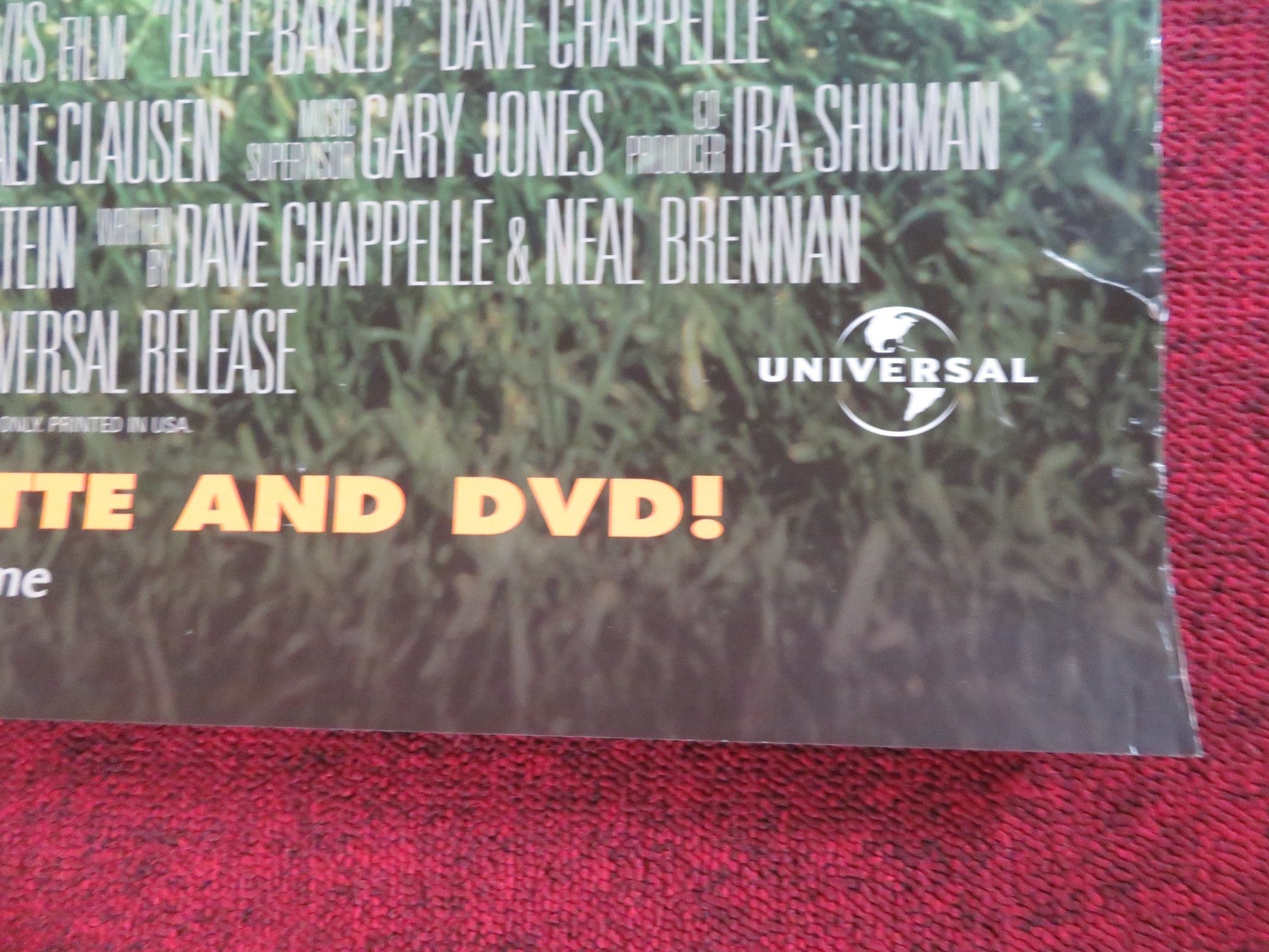 HALF BAKED DVD & VHS VIDEO POSTER ROLLED DAVE CHAPPELLE GUILLERMO DIAZ 1998 Rendezvous Cinema Movie posters