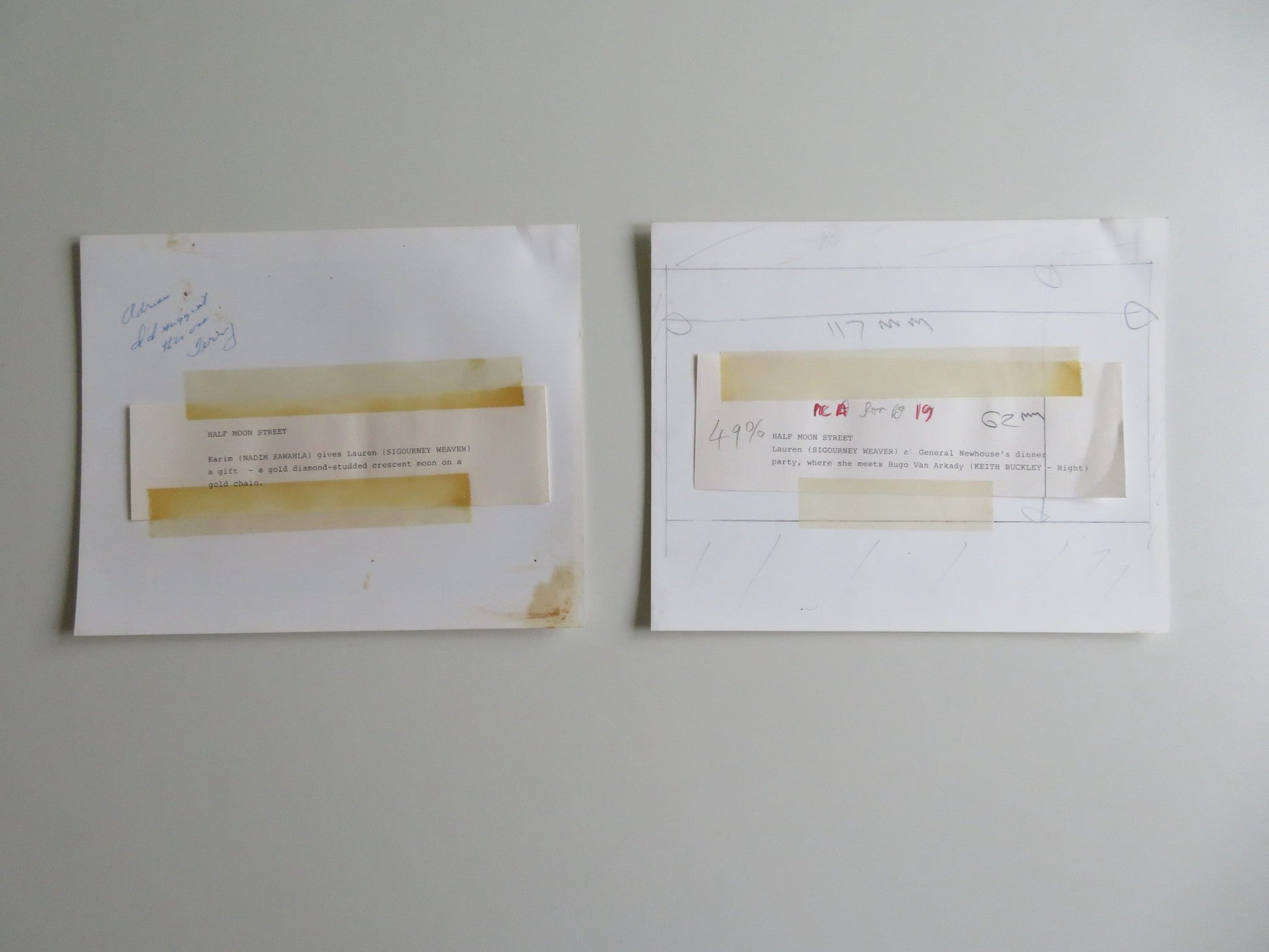 HALF MOON STREET - A MOVIE STILL PHOTO LOT OF 2 SIGOURNEY WEAVER M. CAINE 1986 - Rendezvous Cinema