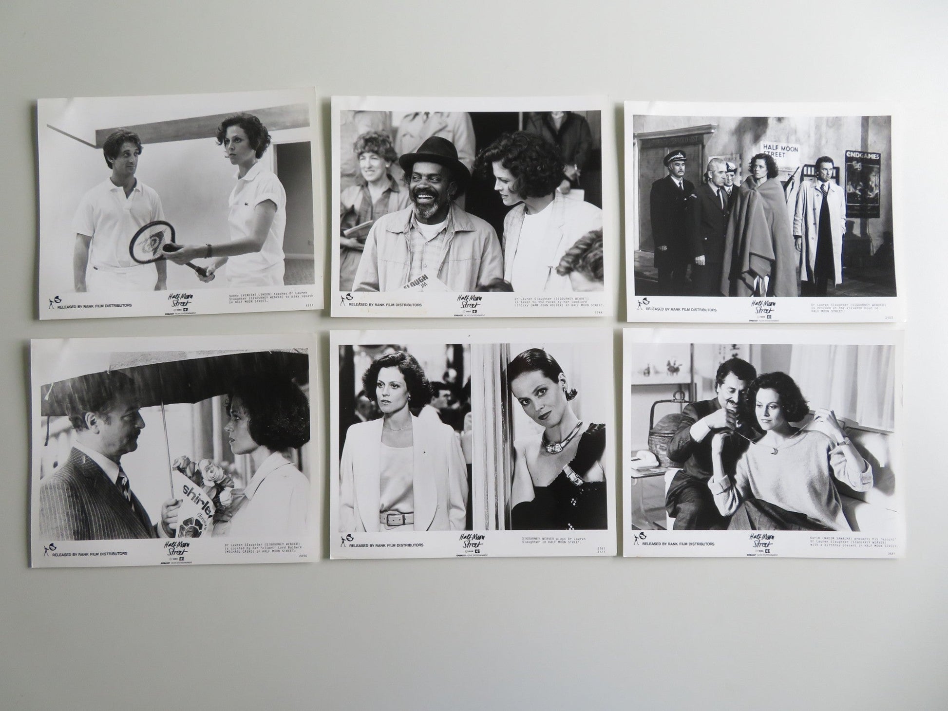 HALF MOON STREET - B MOVIE STILL PHOTO LOT OF 6 SIGOURNEY WEAVER M. CAINE 1986 Movie posters