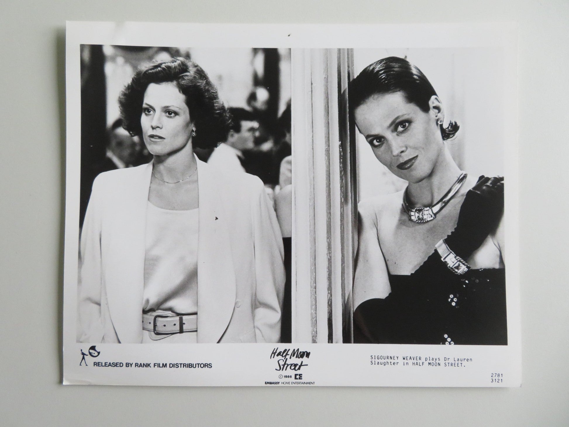 HALF MOON STREET - B MOVIE STILL PHOTO LOT OF 6 SIGOURNEY WEAVER M. CAINE 1986 Movie posters
