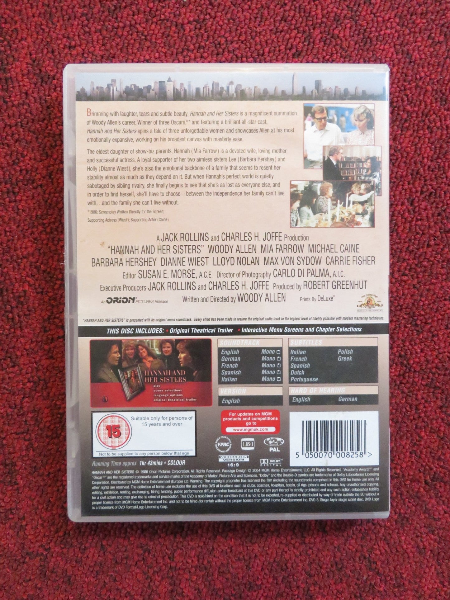 HANNAH AND HER SISTERS (DVD) CARRIE FISHER MICHAEL CAINE 1986 REGION 2 Rendezvous Cinema Movie posters