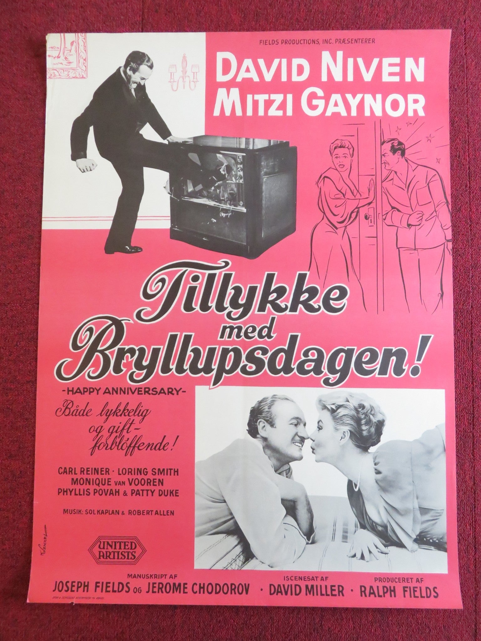 HAPPY ANNIVERSARY DANISH POSTER ROLLED DAVID NIVEN MITZI GAYNOR 1960 Rendezvous Cinema Movie posters