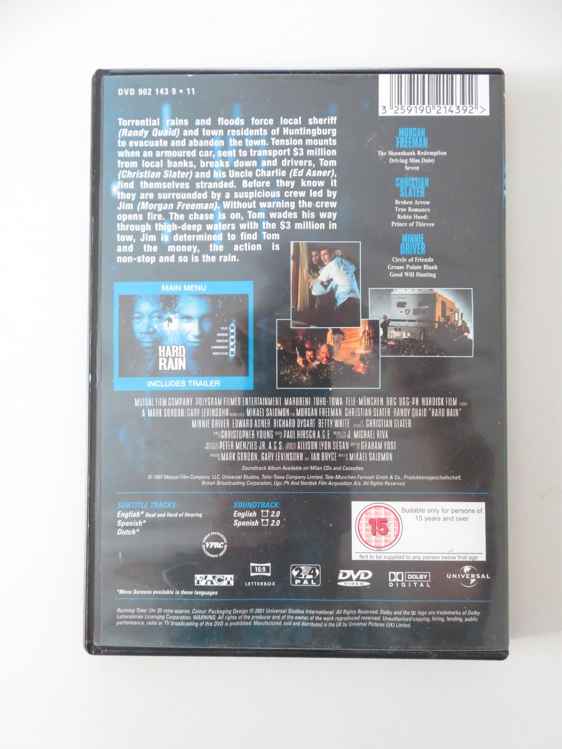 Hard Rain (DVD) Morgan Freeman Christian Slater Randy Quaid 1998 Region 2, 4 Movie posters