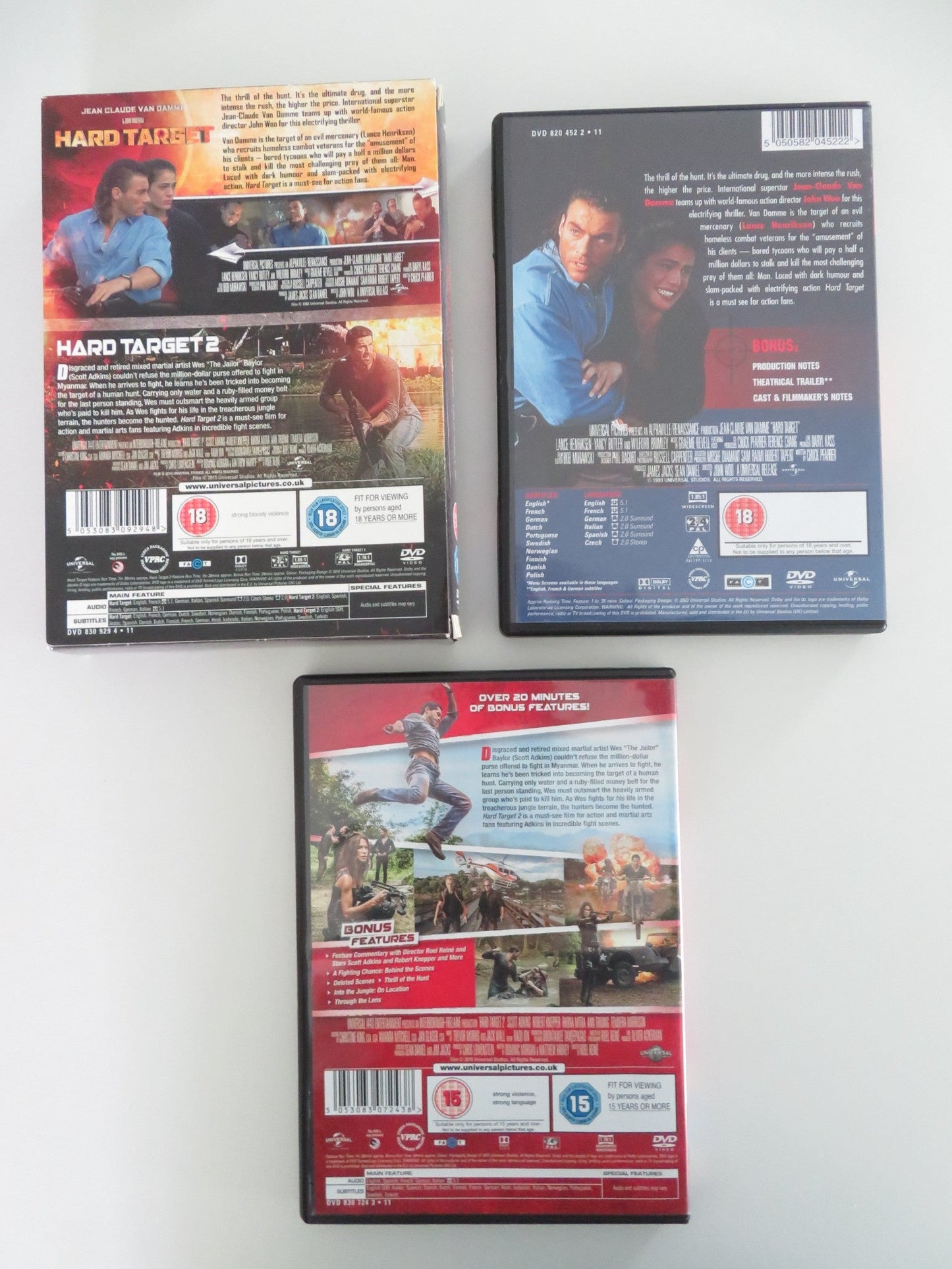 Hard Target and Hard Target 2 (DVD BoxSet) Jean - Claude Van Damme 1993 Region 2,4 Movie posters