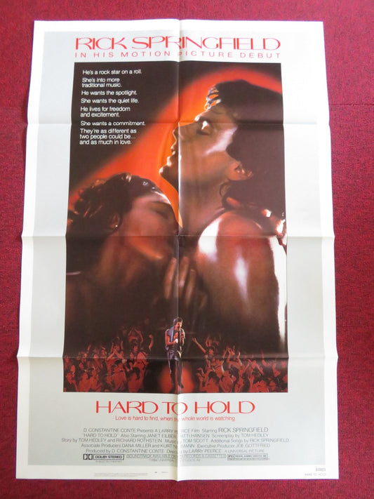 HARD TO HOLD FOLDED US ONE SHEET POSTER RICK SPRINGFIELD JANET EILBER 1984 Rendezvous Cinema Movie posters