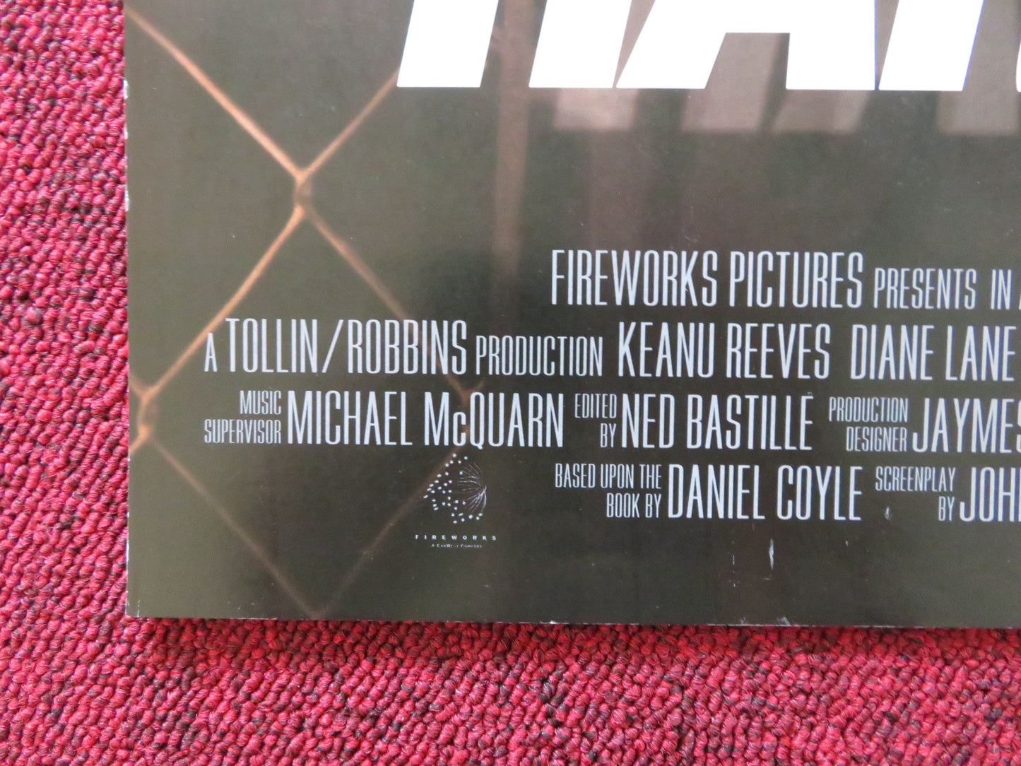 HARDBALL VHS & DVD VIDEO POSTER KEANU REEVES DIANE LANE 2001 Rendezvous Cinema Movie posters