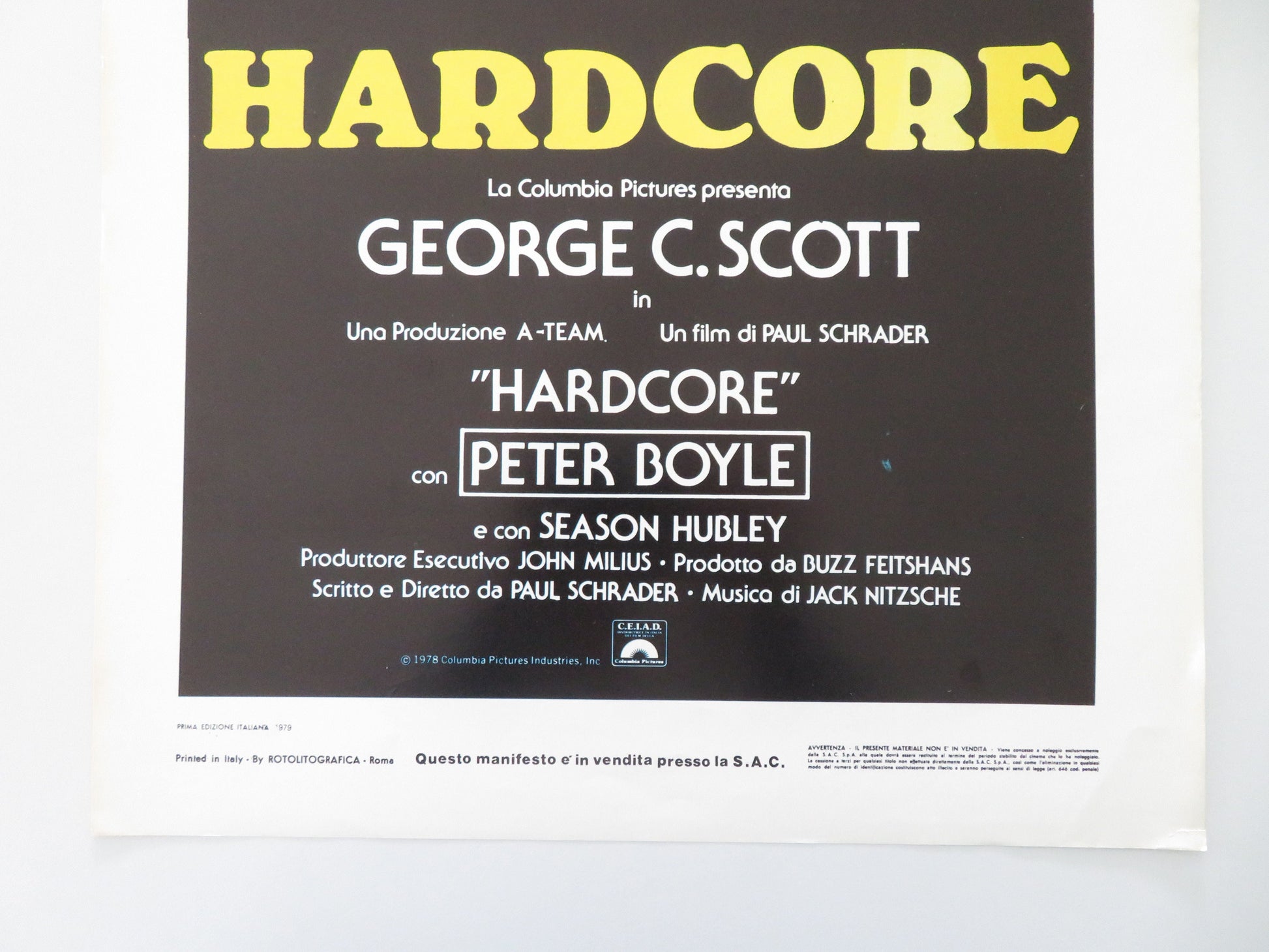 Hardcore Italian Locandina Poster George C. Scott Peter Boyle 1979 Movie posters