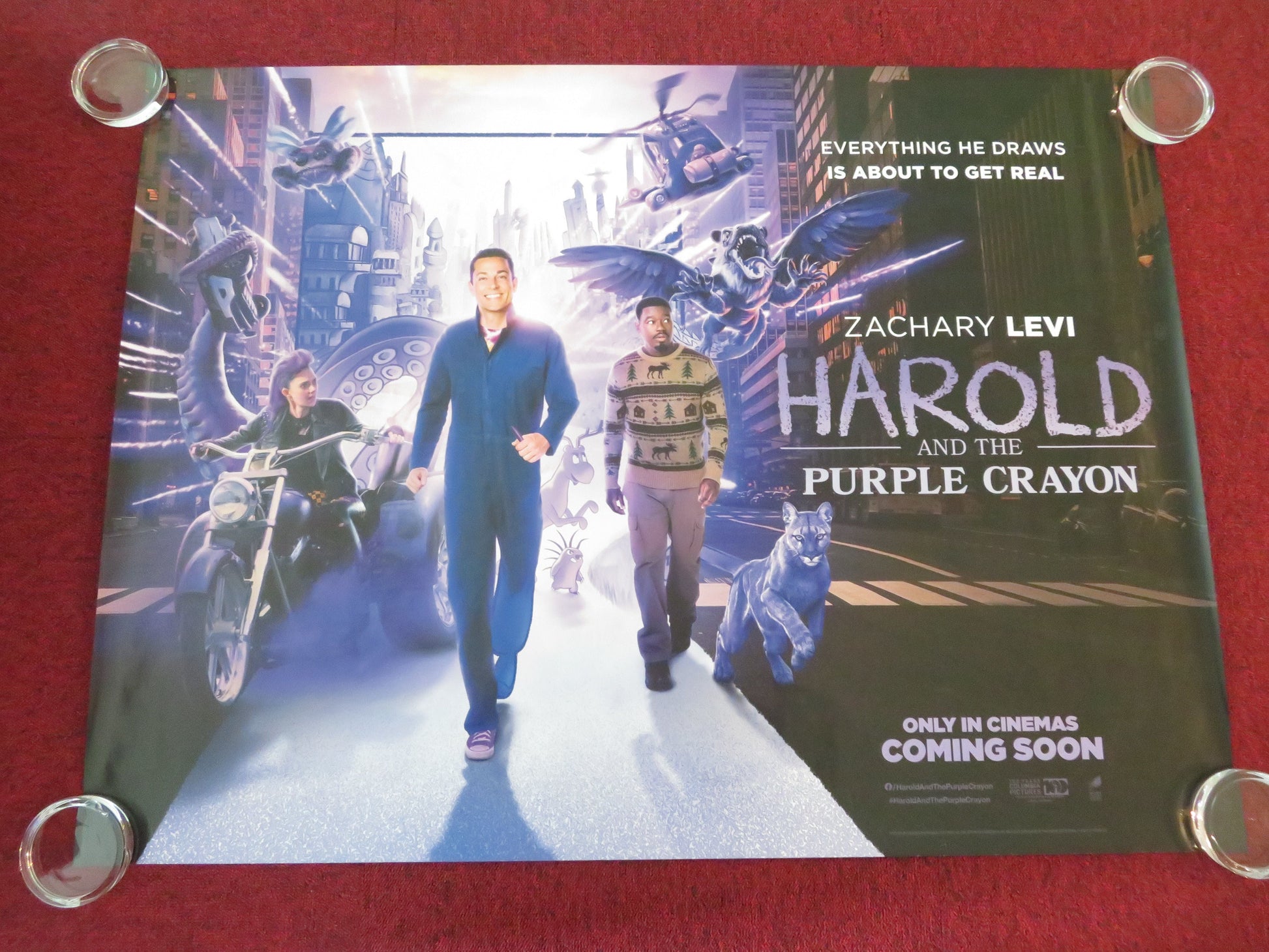 Harold and the Purple Crayon - B UK Quad Rolled Poster Zachary Levi 2024 Movie posters