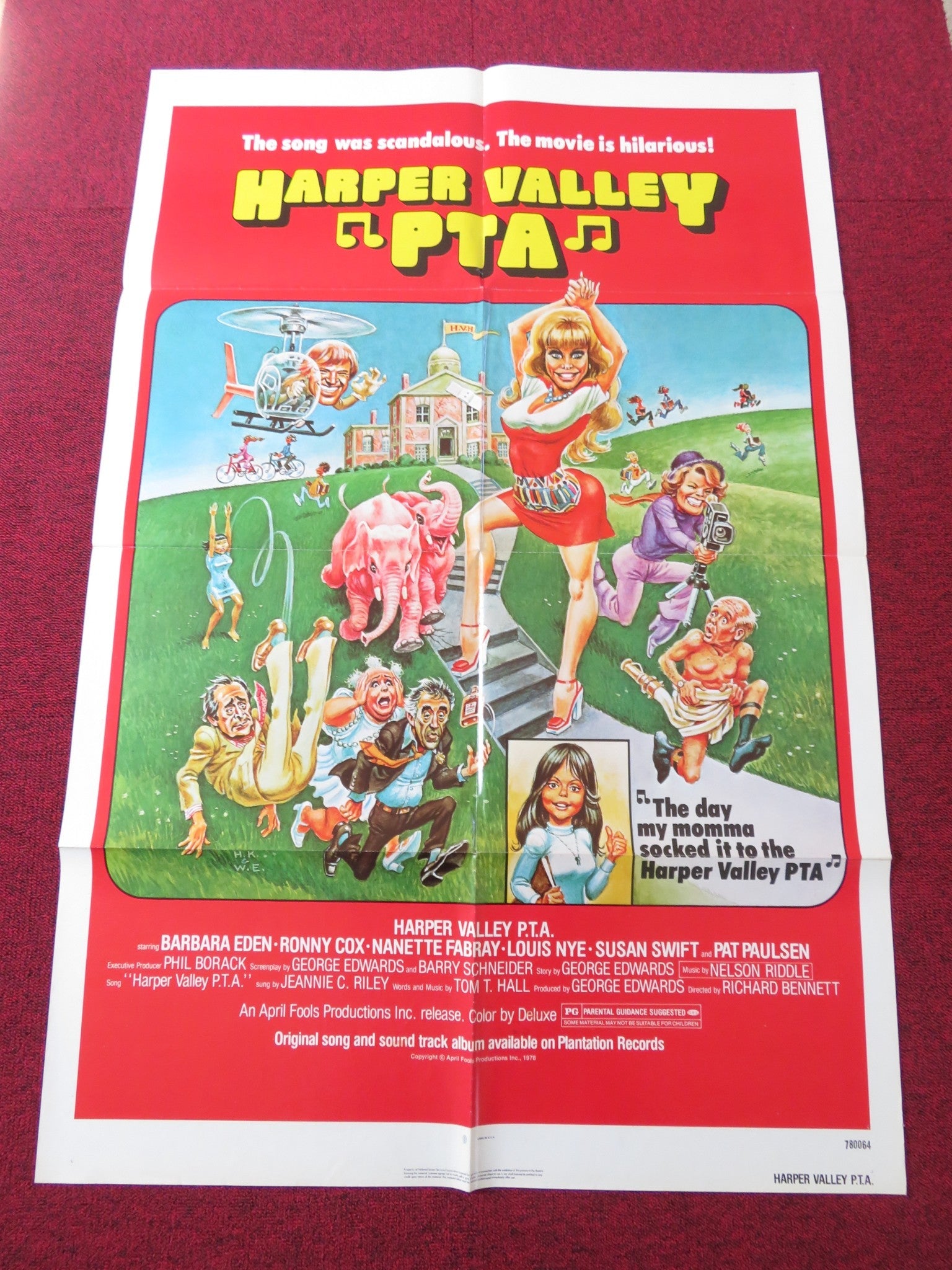 HARPER VALLEY P.T.A. FOLDED US ONE SHEET POSTER BARBARA EDEN RONNY COX 1978 Rendezvous Cinema Movie posters