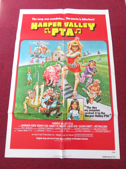 HARPER VALLEY P.T.A. FOLDED US ONE SHEET POSTER BARBARA EDEN RONNY COX 1978 Rendezvous Cinema Movie posters