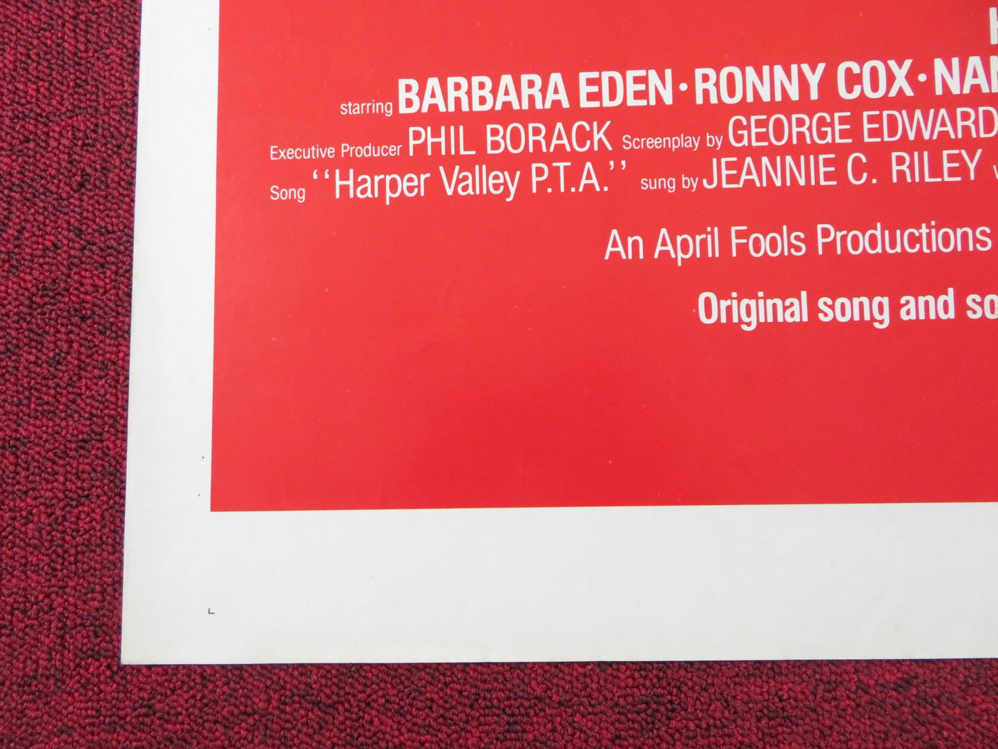 HARPER VALLEY P.T.A. FOLDED US ONE SHEET POSTER BARBARA EDEN RONNY COX 1978 Rendezvous Cinema Movie posters