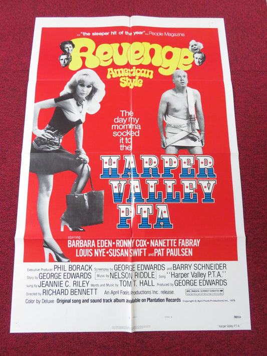 HARPER VALLEY P.T.A. - STYLE B FOLDED US ONE SHEET POSTER BARBARA EDEN 1978 Rendezvous Cinema Movie posters
