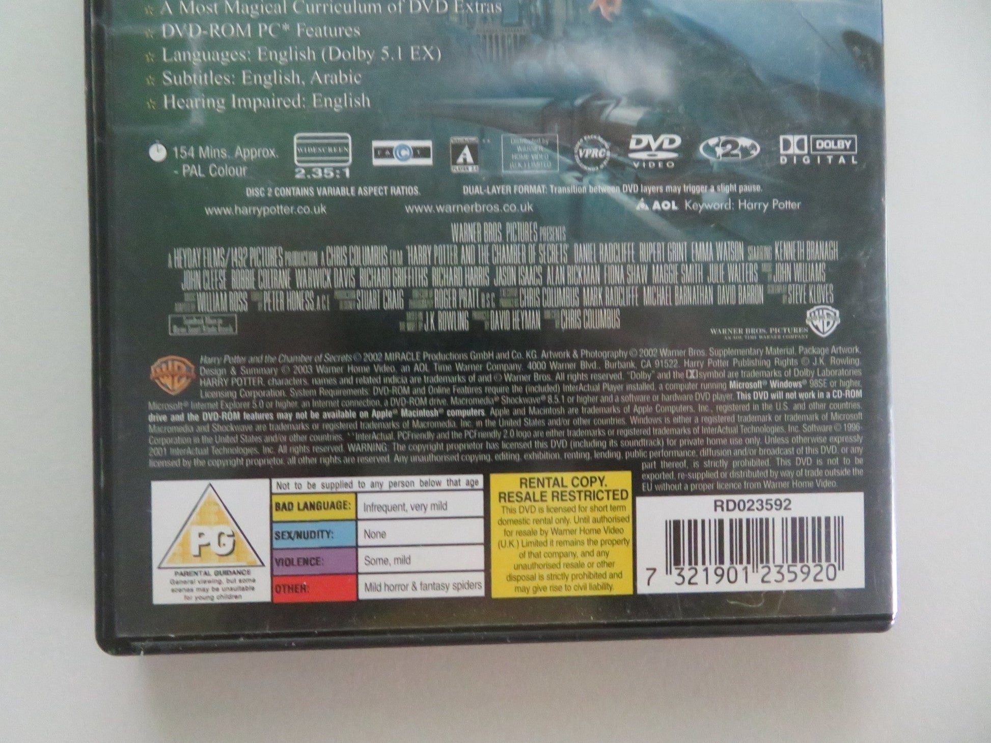 HARRY POTTER AND THE CHAMBER OF SECRETS (DVD) DANIEL RADCLIFFE 2002 REGION 2 Movie posters