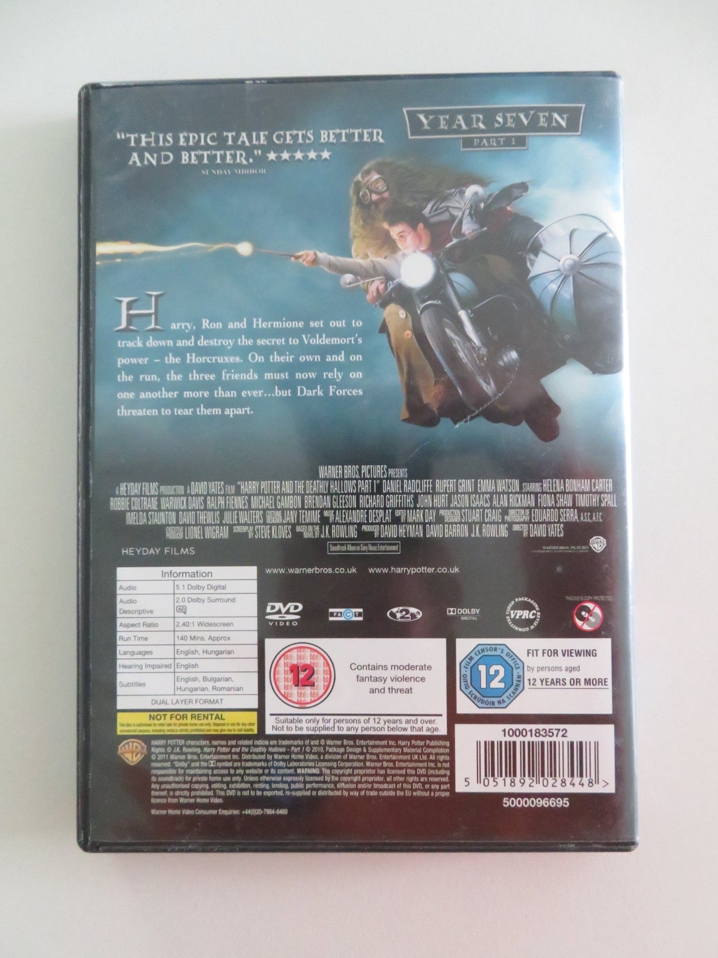 HARRY POTTER AND THE DEATHLY HALLOWS PART 1 (DVD) DANIEL RADCLIFFE 2010 REGION 2 Movie posters