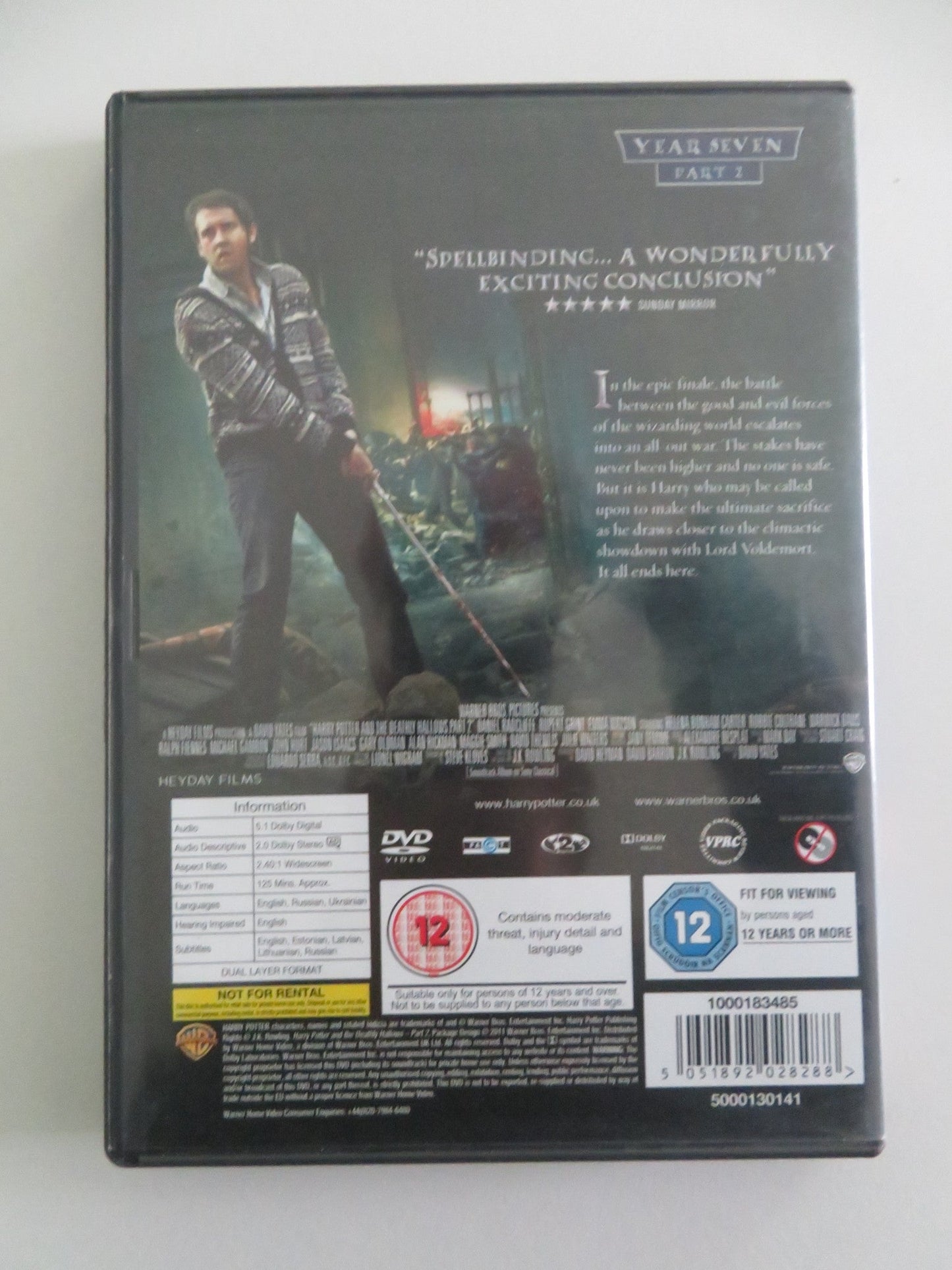 HARRY POTTER AND THE DEATHLY HALLOWS: PART 2 (DVD) RADCLIFFE 2011 REGION 2 Movie posters