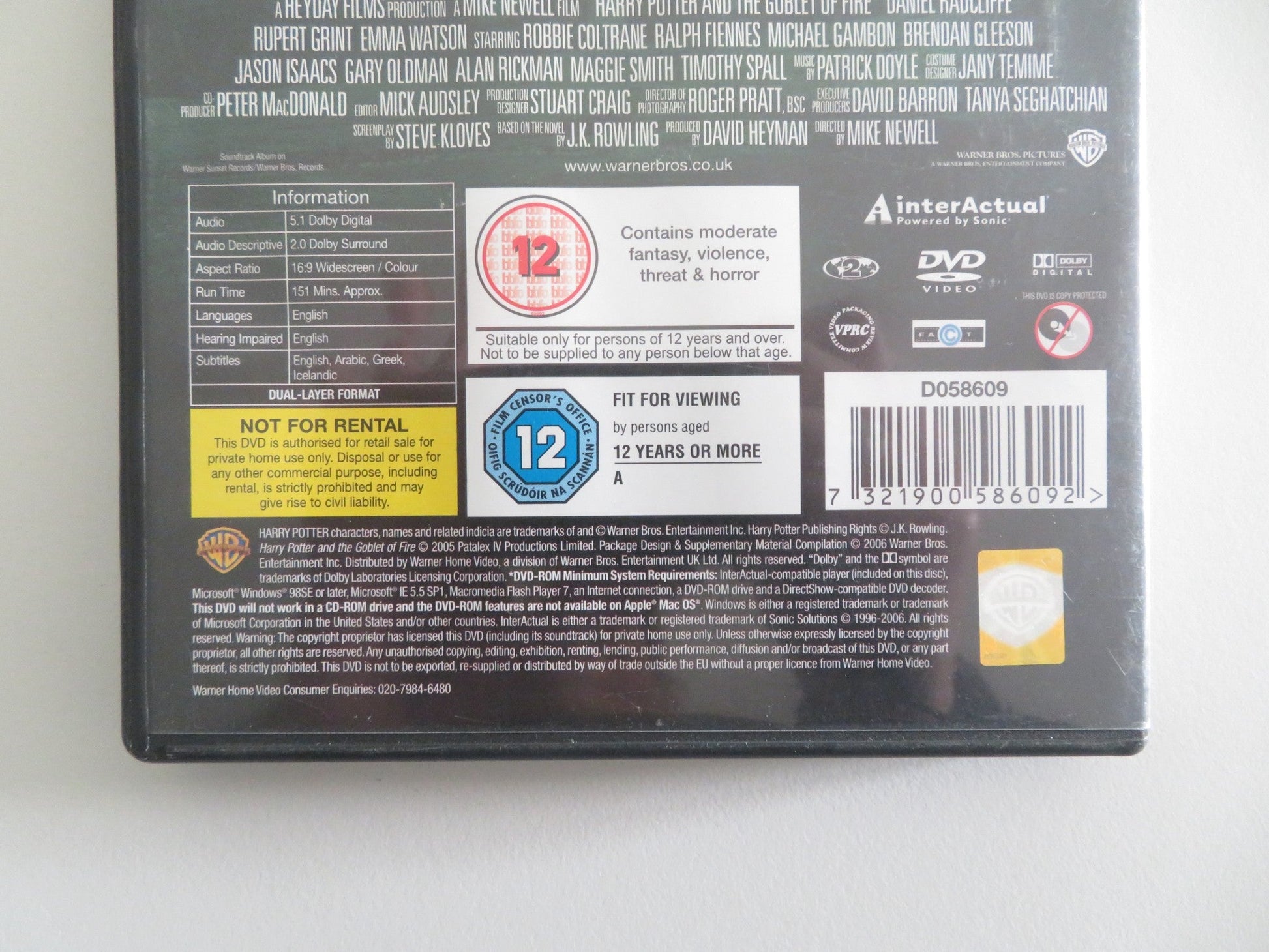 HARRY POTTER AND THE GOBLET OF FIRE - 2 DISC EDITION (DVD) 2005 REGION 2 Movie posters