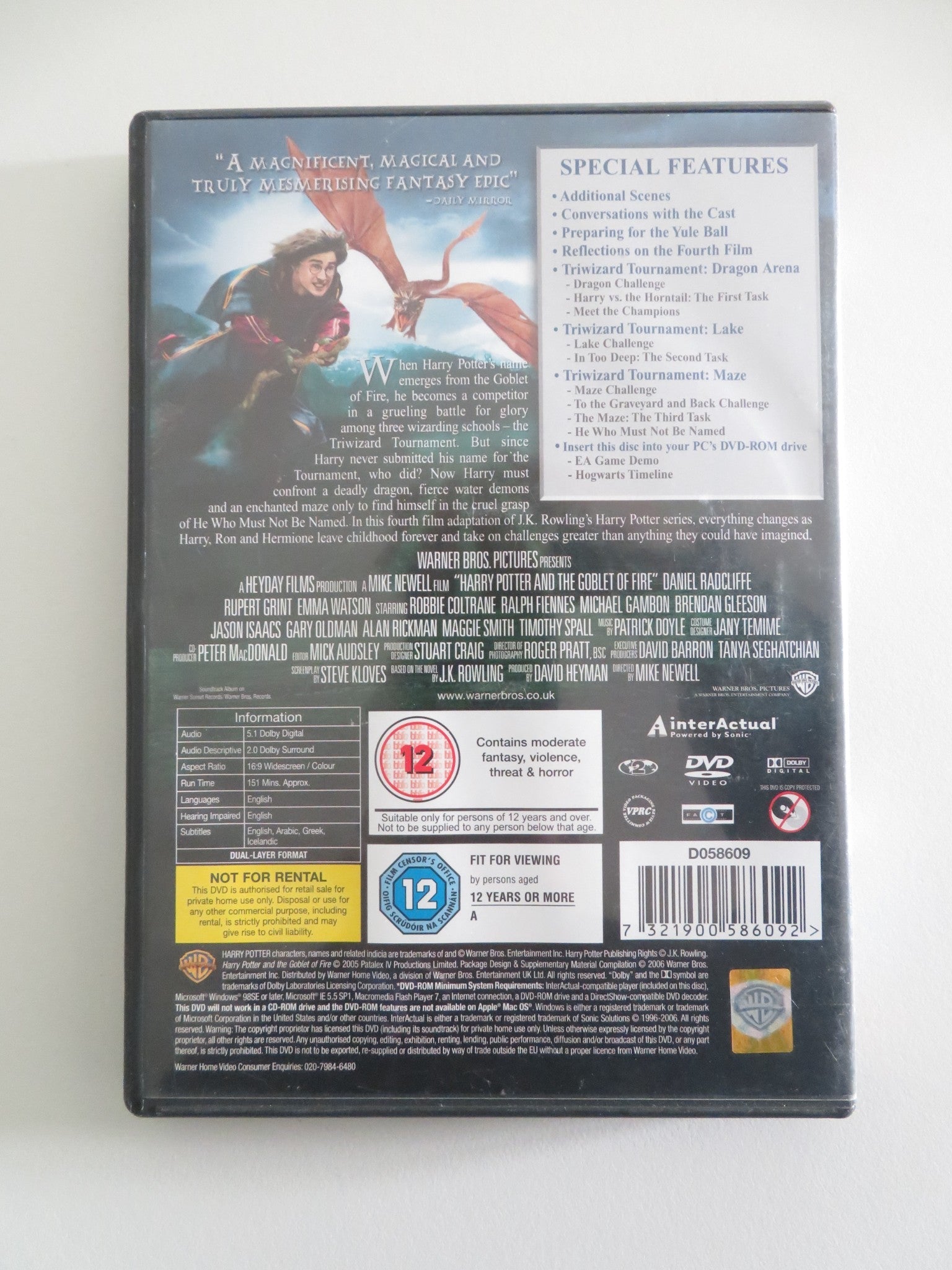 HARRY POTTER AND THE GOBLET OF FIRE - 2 DISC EDITION (DVD) 2005 REGION 2 Movie posters