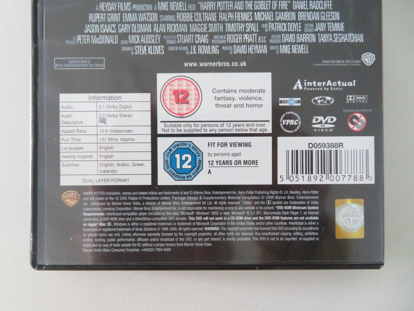 HARRY POTTER AND THE GOBLET OF FIRE - B (DVD) DANIEL RADCLIFFE 2005 REGION 2 Movie posters