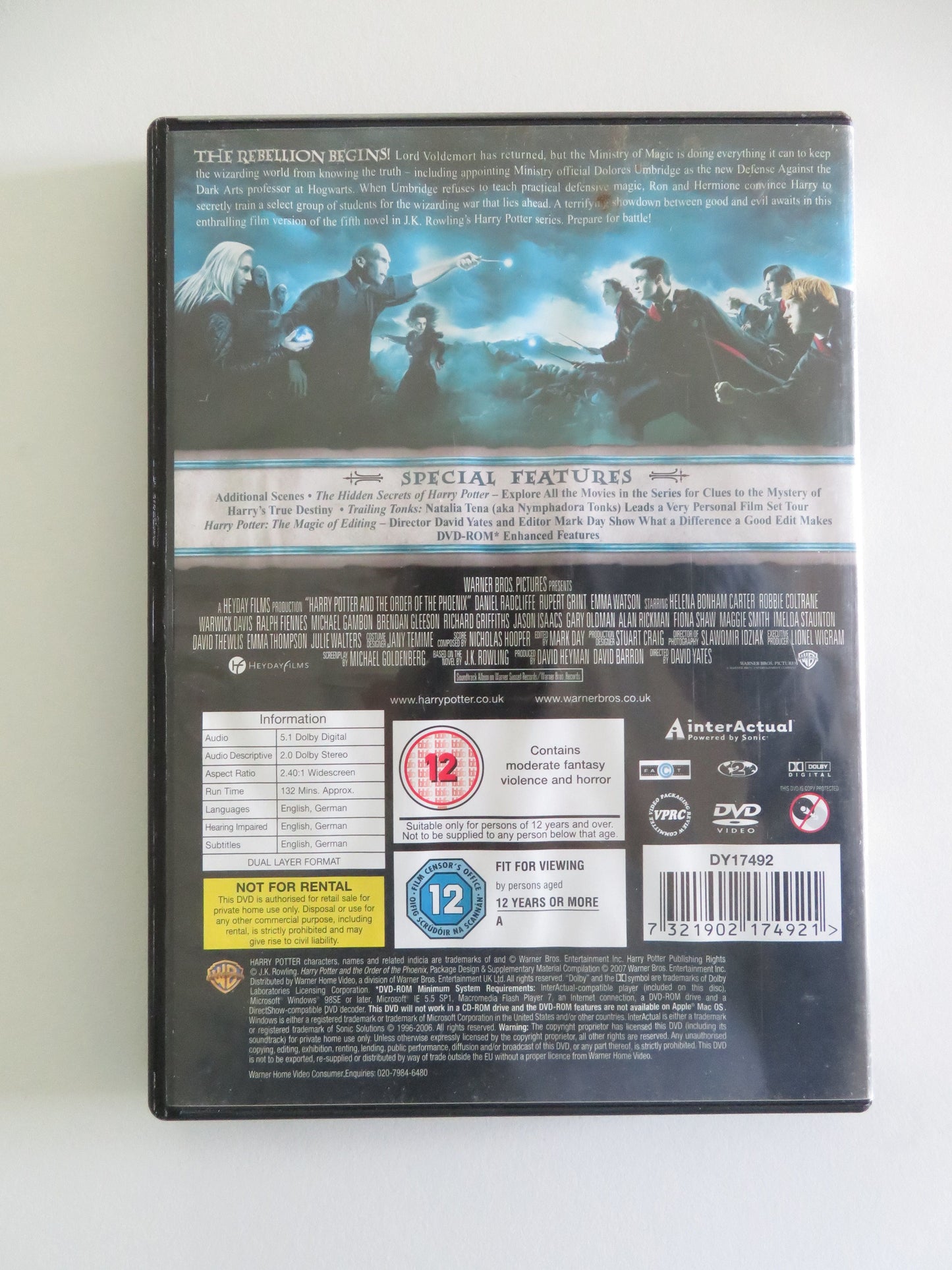 Harry Potter and the Order of the Phoenix 2 disc Special Edition (DVD) Region 2 Movie posters