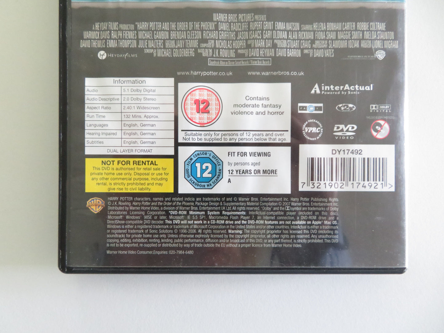 Harry Potter and the Order of the Phoenix 2 disc Special Edition (DVD) Region 2 Movie posters