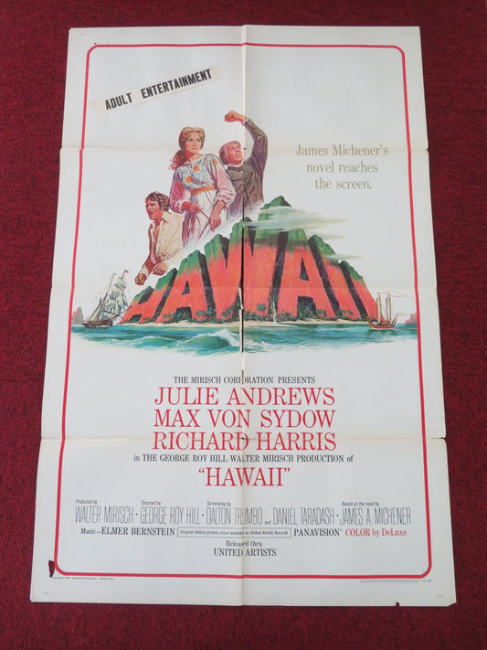HAWAII FOLDED US ONE SHEET POSTER JULIE ANDREWS RICHARD HARRIS 1966 Movie posters