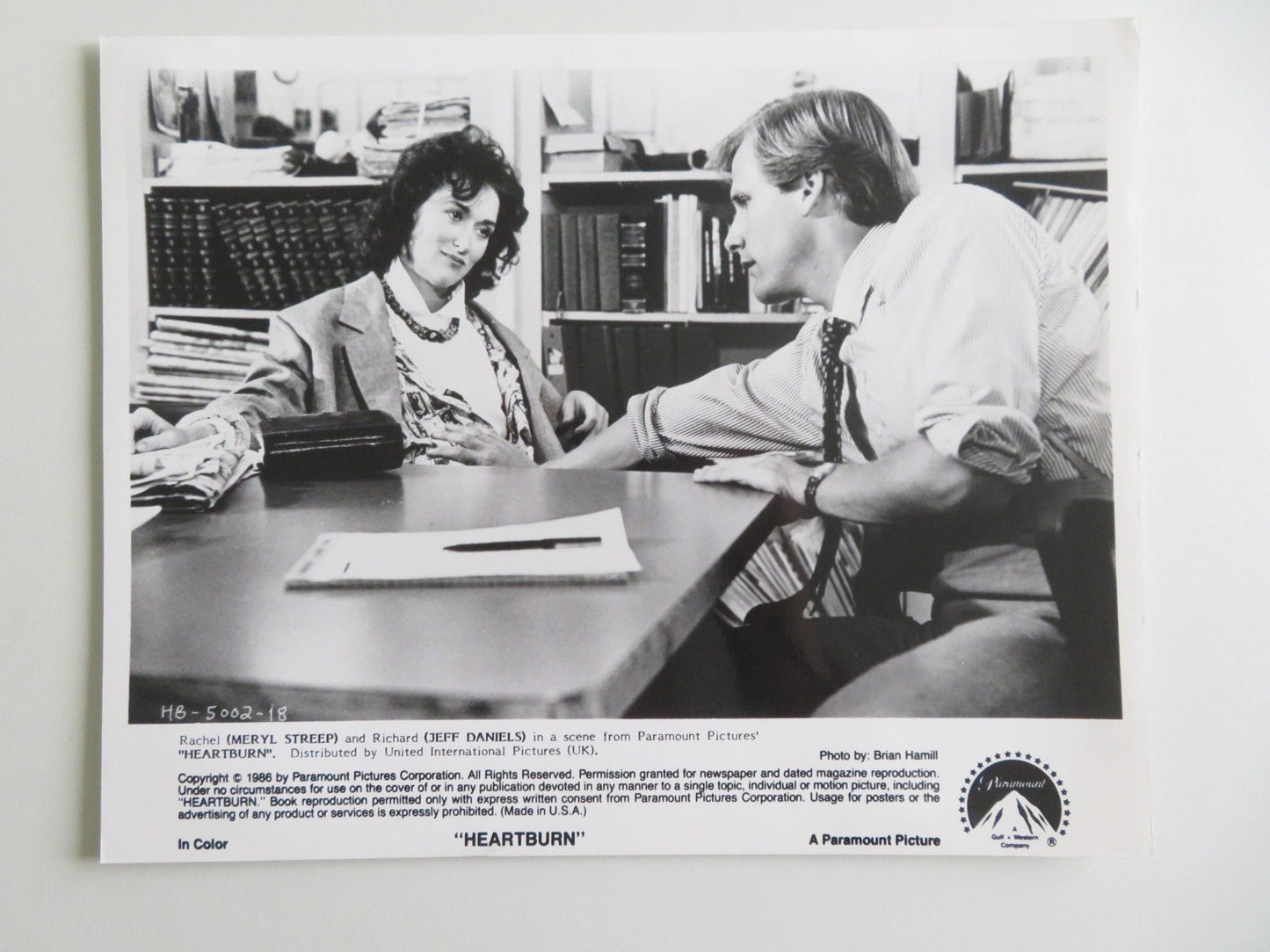 HEARTBURN MOVIE STILL PHOTO LOT OF 4 MERYL STREEP JACK NICHOLSON 1986 Movie posters