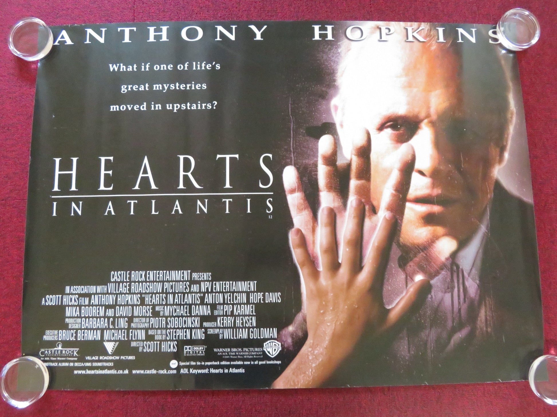 HEARTS IN ATLANTIS UK QUAD ROLLED POSTER ANTHONY HOPKINS ANTON YELCHIN 2001 Rendezvous Cinema Movie posters