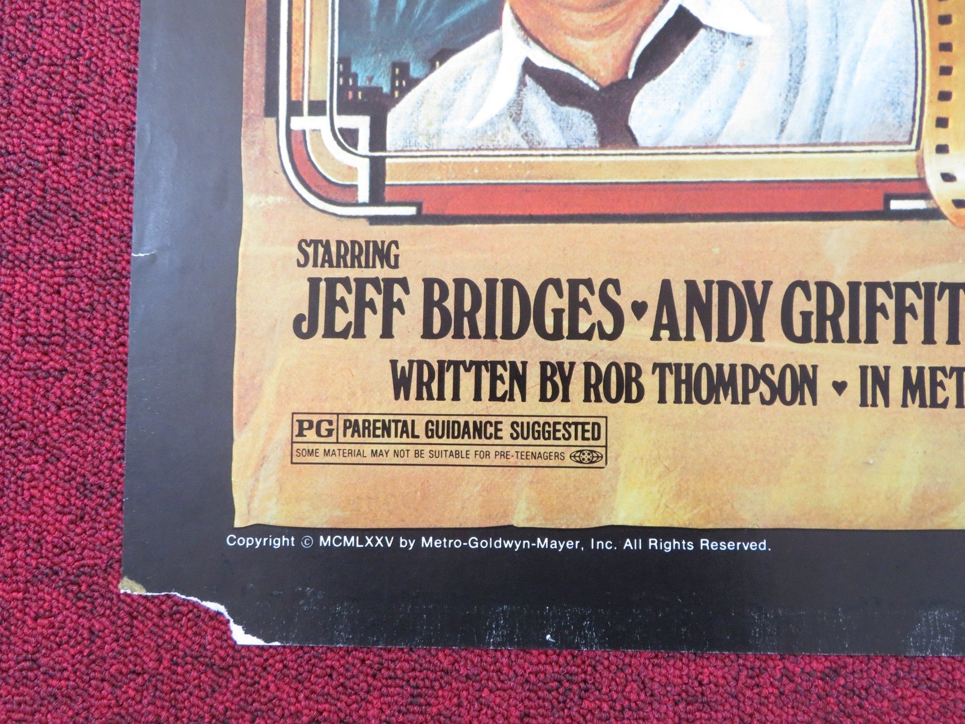 HEARTS OF THE WEST FOLDED US ONE SHEET POSTER JEFF BRIDGES ANDY GRIFFITH 1975 Rendezvous Cinema Movie posters