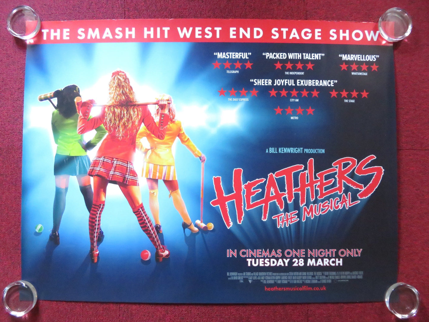 HEATHERS: THE MUSICAL UK QUAD ROLLED POSTER MHAIRI ANGUS ANDY BRADY 2022 Rendezvous Cinema Movie posters