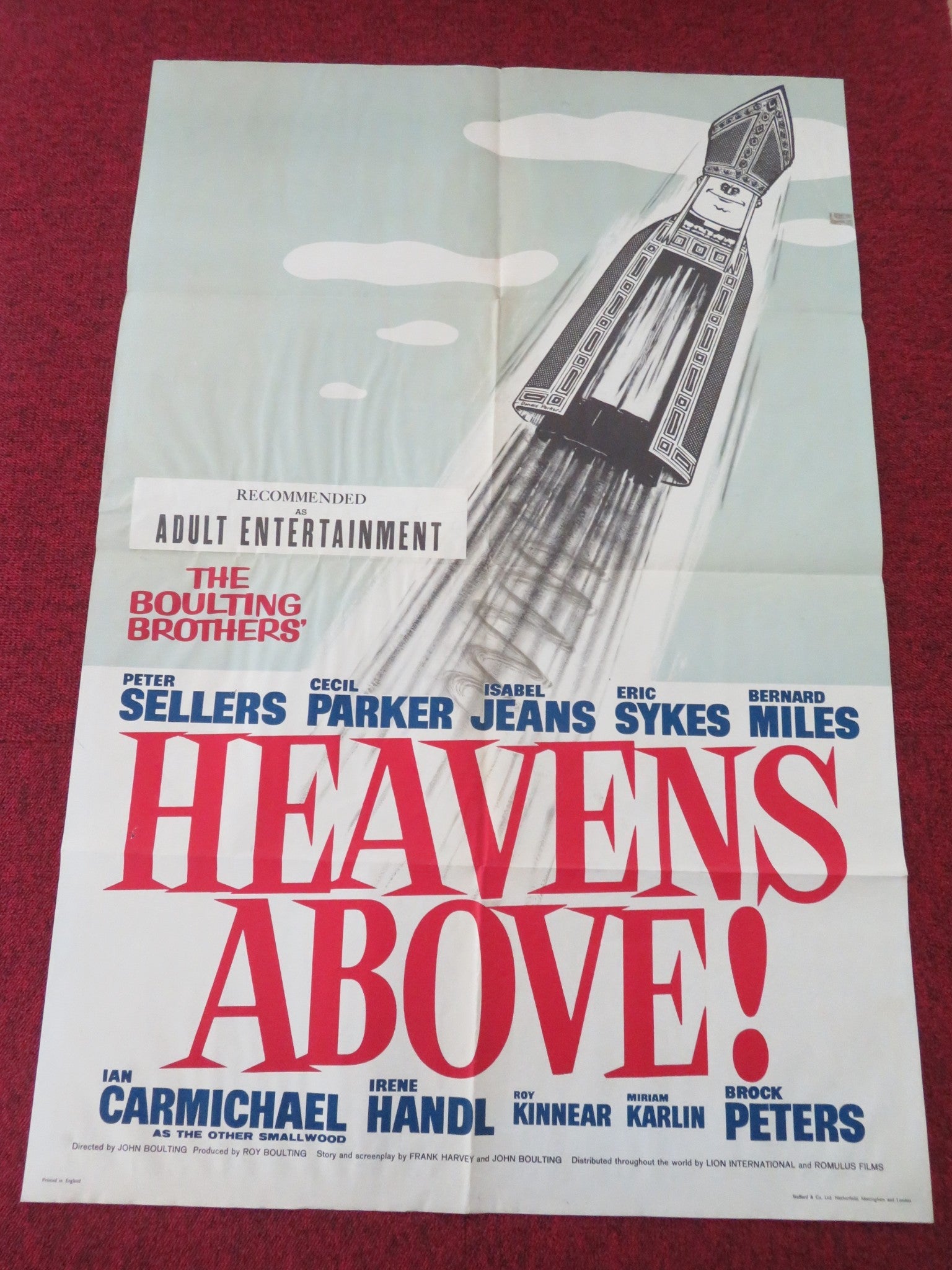 HEAVENS ABOVE! FOLDED UK ONE SHEET POSTER PETER SELLERS CECIL PARKER 1963 Movie posters