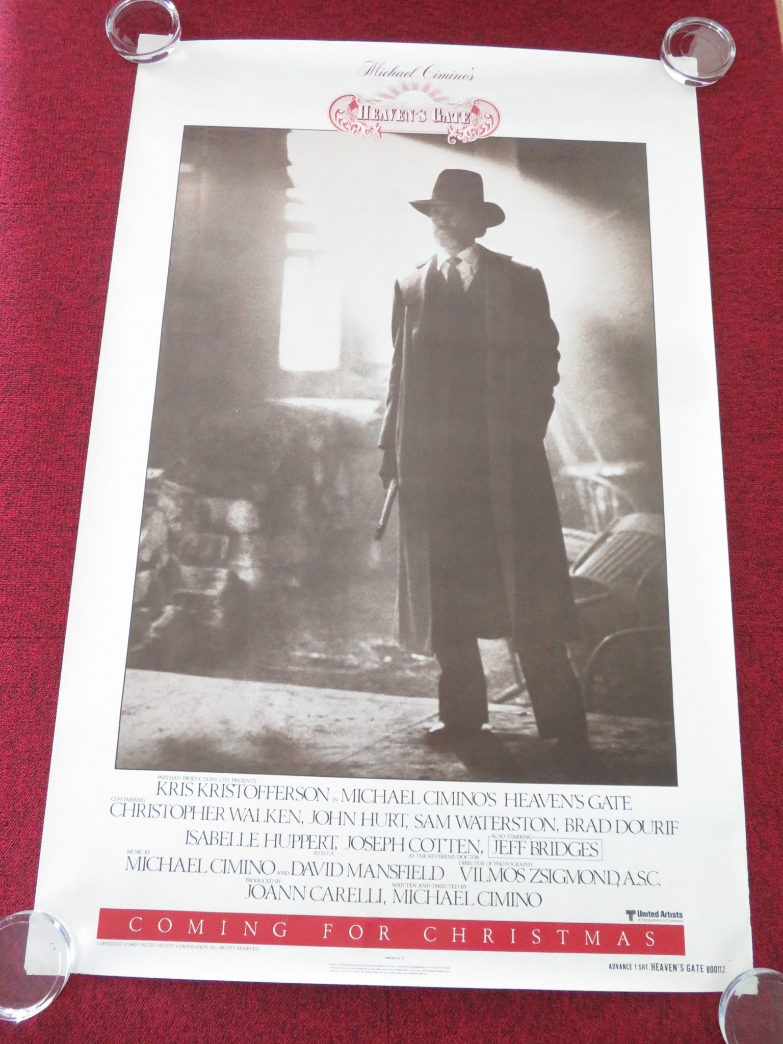 HEAVEN'S GATE - ADVANCE US ONE SHEET ROLLED POSTER KRIS KRISTOFFERSON 1980 Movie posters