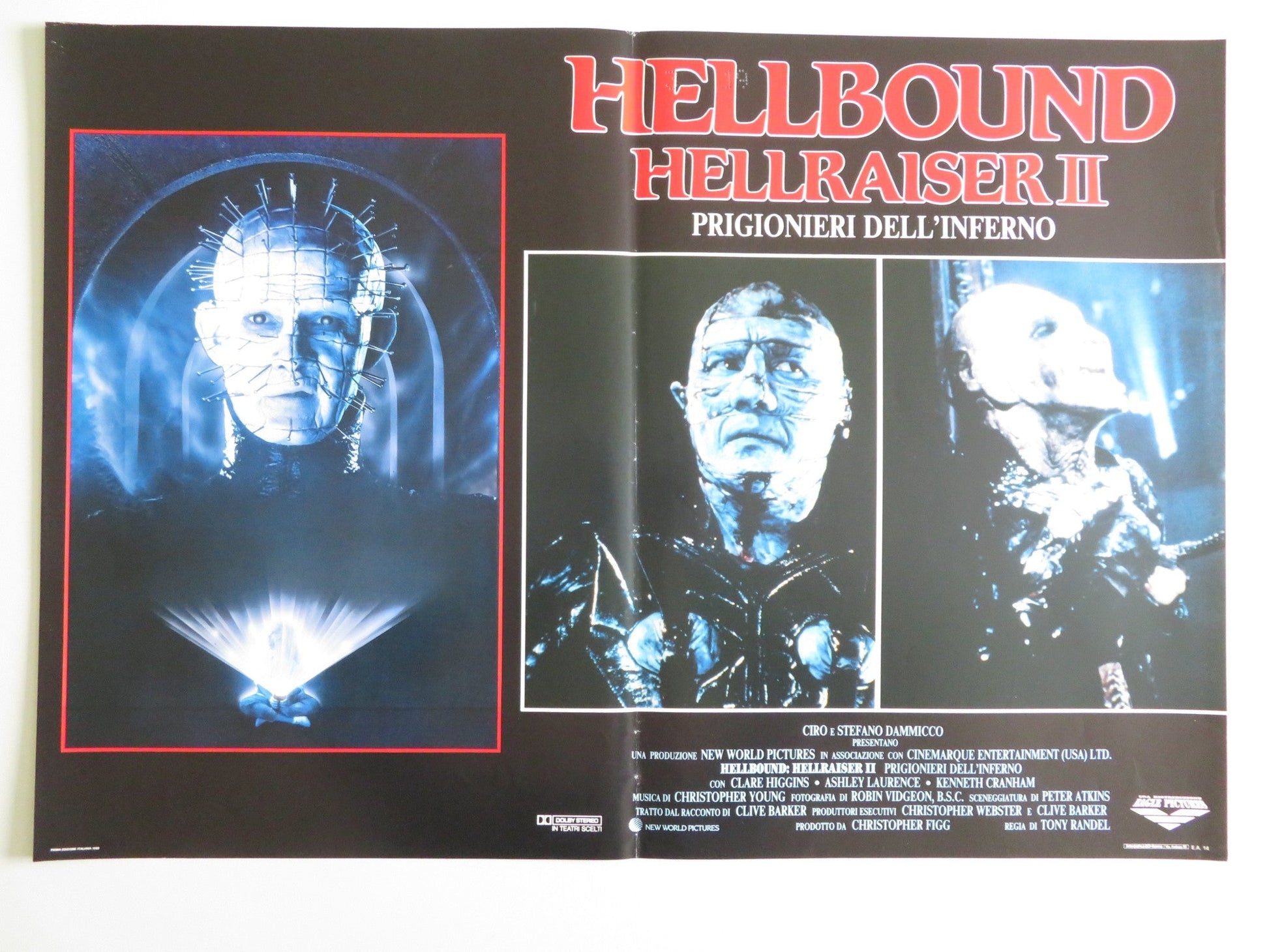 HELLBOUND: HELLRAISER II - B ITALIAN FOTOBUSTA POSTER HIGGINS BRADLEY 1988 Rendezvous Cinema Movie posters