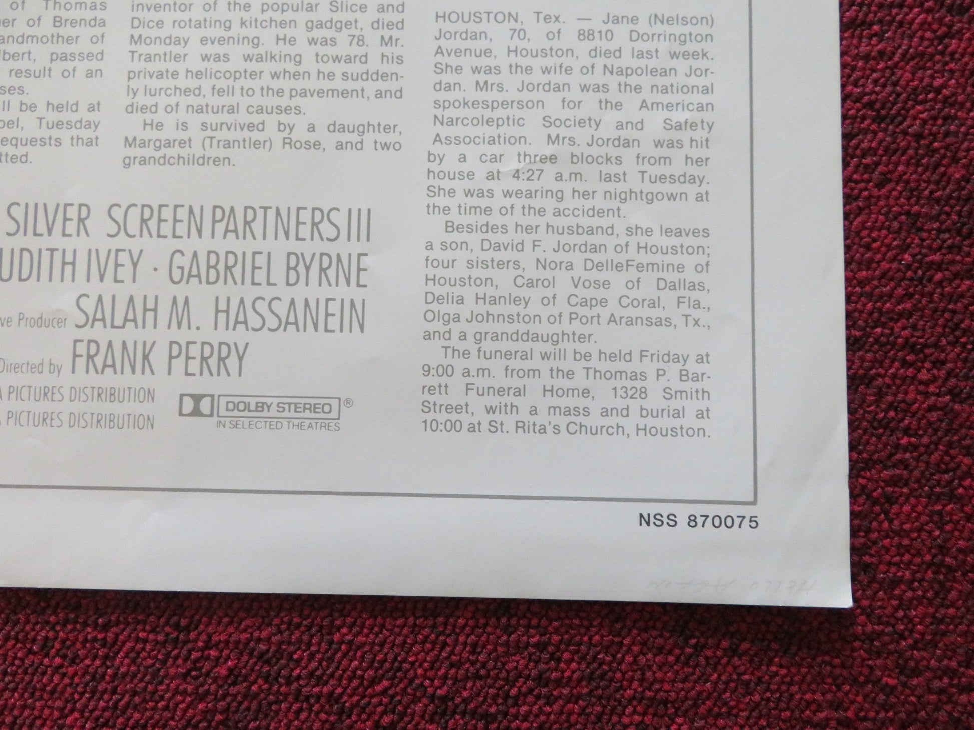 HELLO AGAIN FOLDED US ONE SHEET POSTER SHELLEY LONG GABRIEL BYRNE 1987 Rendezvous Cinema Movie posters